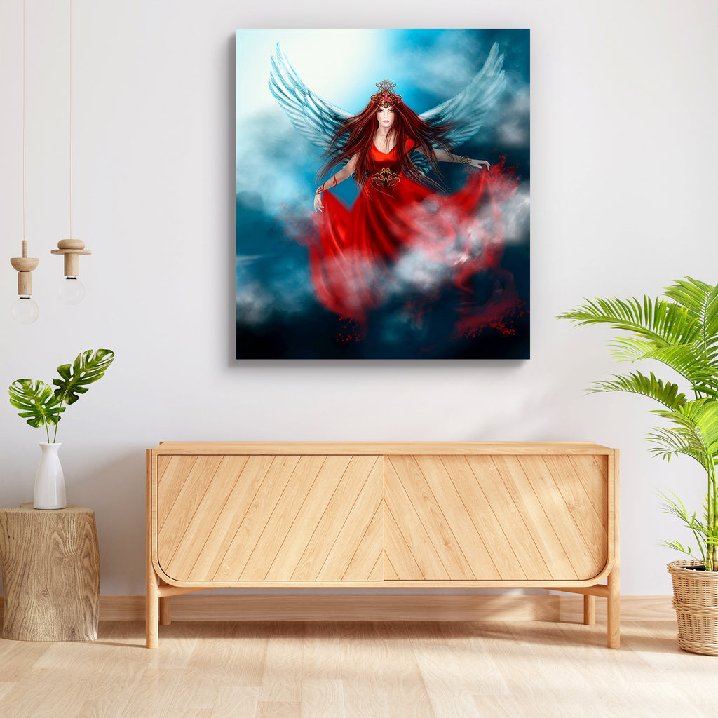 Queen with Wings in Clouds Peel & Stick Vinyl Wall Sticker-Laminated Wall Stickers-ART_VN_UN-IC 5007049 IC 5007049, Fantasy, queen, with, wings, in, clouds, peel, stick, vinyl, wall, sticker, woman, red, dress, sky., illustration., artzfolio, wall sticker, wall stickers, wallpaper sticker, wall stickers for bedroom, wall decoration items for bedroom, wall decor for bedroom, wall stickers for hall, wall stickers for living room, vinyl stickers for wall, vinyl stickers for furniture, wall decal, wall stickers