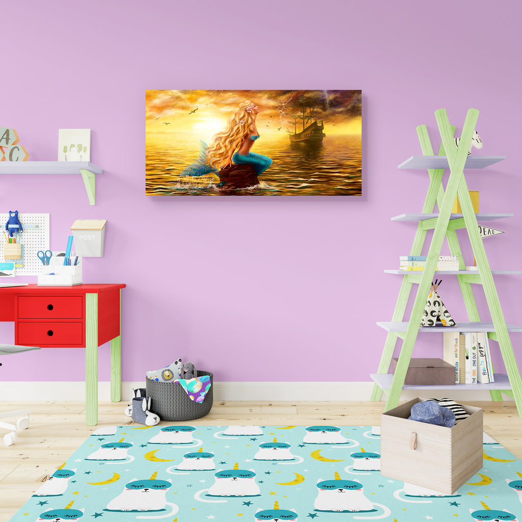 Sea Mermaid with Ghost Ship Peel & Stick Vinyl Wall Sticker-Laminated Wall Stickers-ART_VN_UN-IC 5007139 IC 5007139, Mermaid, Sunsets, sea, with, ghost, ship, peel, stick, vinyl, wall, sticker, beautiful, princess, sunset, background, artzfolio, wall sticker, wall stickers, wallpaper sticker, wall stickers for bedroom, wall decoration items for bedroom, wall decor for bedroom, wall stickers for hall, wall stickers for living room, vinyl stickers for wall, vinyl stickers for furniture, wall decal, wall stick
