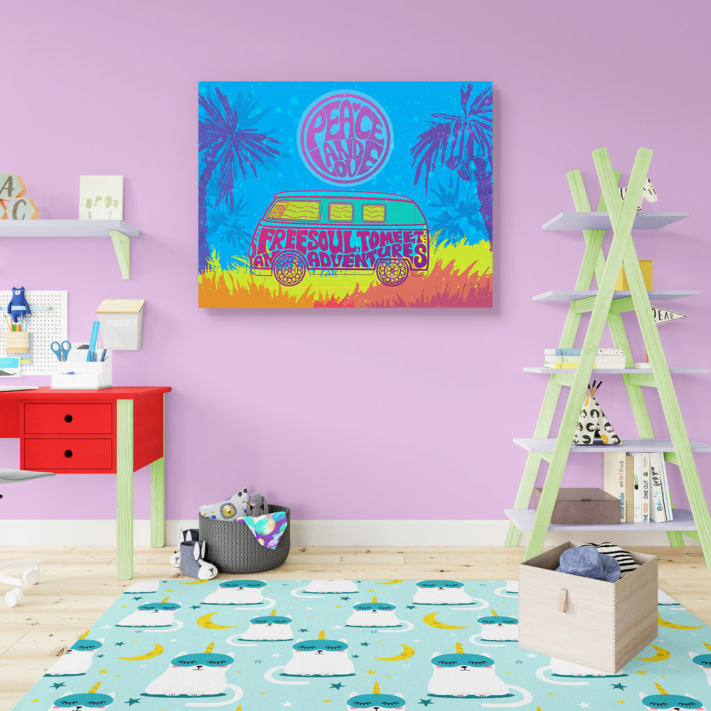 Hippie Vintage Mini Van D3 Peel & Stick Vinyl Wall Sticker-Laminated Wall Stickers-ART_VN_UN-IC 5007156 IC 5007156, 70s, Abstract Expressionism, Abstracts, Ancient, Animated Cartoons, Art and Paintings, Automobiles, Botanical, Caricature, Cars, Cartoons, Festivals, Festivals and Occasions, Festive, Floral, Flowers, Hearts, Historical, Holidays, Icons, Illustrations, Love, Medieval, Music, Music and Dance, Music and Musical Instruments, Nature, Retro, Romance, Semi Abstract, Signs, Signs and Symbols, Transpo