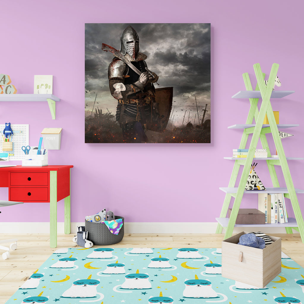 Knight With Sword In Battlefield Peel & Stick Vinyl Wall Sticker-Laminated Wall Stickers-ART_VN_UN-IC 5007171 IC 5007171, Ancient, Art and Paintings, Culture, Ethnic, Fantasy, Historical, Medieval, People, Renaissance, Traditional, Tribal, Vintage, World Culture, Metallic, knight, with, sword, in, battlefield, peel, stick, vinyl, wall, sticker, ages, aggression, antique, armor, army, arts, background, battle, blood, brave, clothing, combat, concept, concepts, conflict, costume, courage, crusades, cultures, 