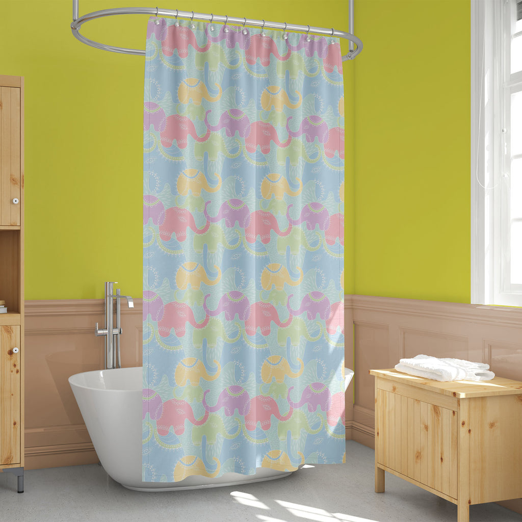 Elephants D2 Washable Waterproof Shower Curtain-Shower Curtains-CUR_SH_EL-IC 5007201 IC 5007201, Abstract Expressionism, Abstracts, Animals, Baby, Botanical, Children, Floral, Flowers, Illustrations, Indian, Kids, Nature, Patterns, Scenic, Semi Abstract, elephants, d2, washable, waterproof, shower, curtain, elephant, abstract, animal, background, flower, funny, illustration, india, pattern, repetition, seamless, summer, wallpaper, artzfolio, shower curtain, bathroom curtain, eyelet shower curtain, waterproo