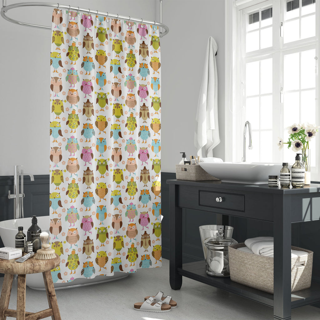 Pretty Birds Washable Waterproof Shower Curtain-Shower Curtains-CUR_SH_EL-IC 5007202 IC 5007202, Abstract Expressionism, Abstracts, Animals, Animated Cartoons, Art and Paintings, Baby, Birds, Black and White, Botanical, Caricature, Cartoons, Children, Decorative, Digital, Digital Art, Floral, Flowers, Graphic, Hearts, Illustrations, Kids, Love, Modern Art, Nature, Patterns, Scenic, Semi Abstract, Signs, Signs and Symbols, White, pretty, washable, waterproof, shower, curtain, pattern, owl, cat, cute, owls, a