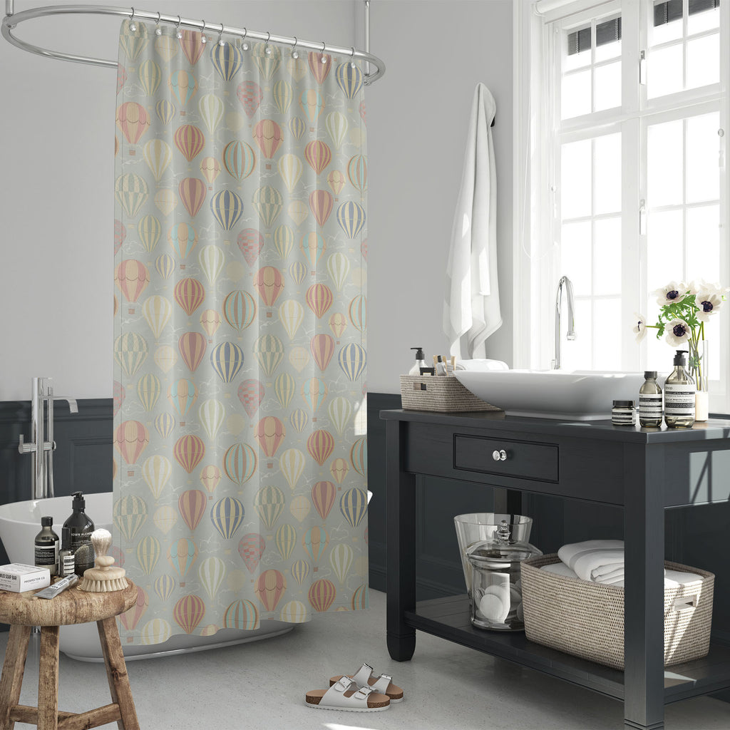 Air Balloons Washable Waterproof Shower Curtain - Shower Curtains - ArtzFolio.com