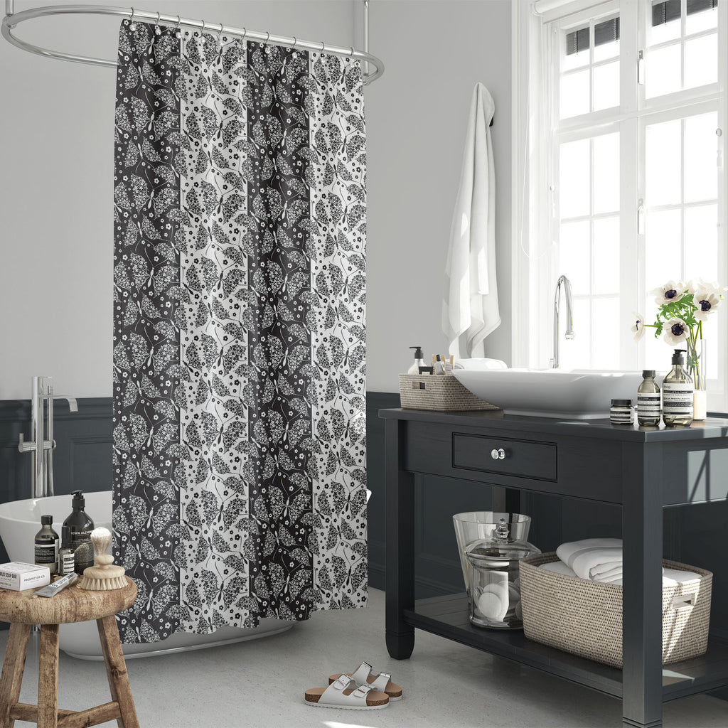 Butterflies & Flowers Washable Waterproof Shower Curtain-Shower Curtains-CUR_SH_EL-IC 5007212 IC 5007212, Abstract Expressionism, Abstracts, Ancient, Art and Paintings, Botanical, Decorative, Digital, Digital Art, Drawing, Floral, Flowers, Graphic, Historical, Illustrations, Medieval, Modern Art, Nature, Paintings, Patterns, Scenic, Seasons, Semi Abstract, Signs, Signs and Symbols, Symbols, Victorian, Vintage, butterflies, washable, waterproof, shower, curtain, abstract, art, background, beautiful, beauty, 