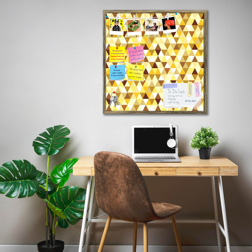 Gold Triangle Bulletin Board Notice Pin Board Soft Board | Framed-Bulletin Boards Framed-BLB_FR-IC 5007242 IC 5007242, Abstract Expressionism, Abstracts, Art and Paintings, Diamond, Fashion, Geometric, Geometric Abstraction, Illustrations, Modern Art, Patterns, Retro, Semi Abstract, Signs, Signs and Symbols, Symbols, Triangles, gold, triangle, bulletin, board, notice, pin, soft, framed, pattern, abstract, art, backdrop, background, beauty, bright, calmness, decor, decoration, design, element, fabric, funky,