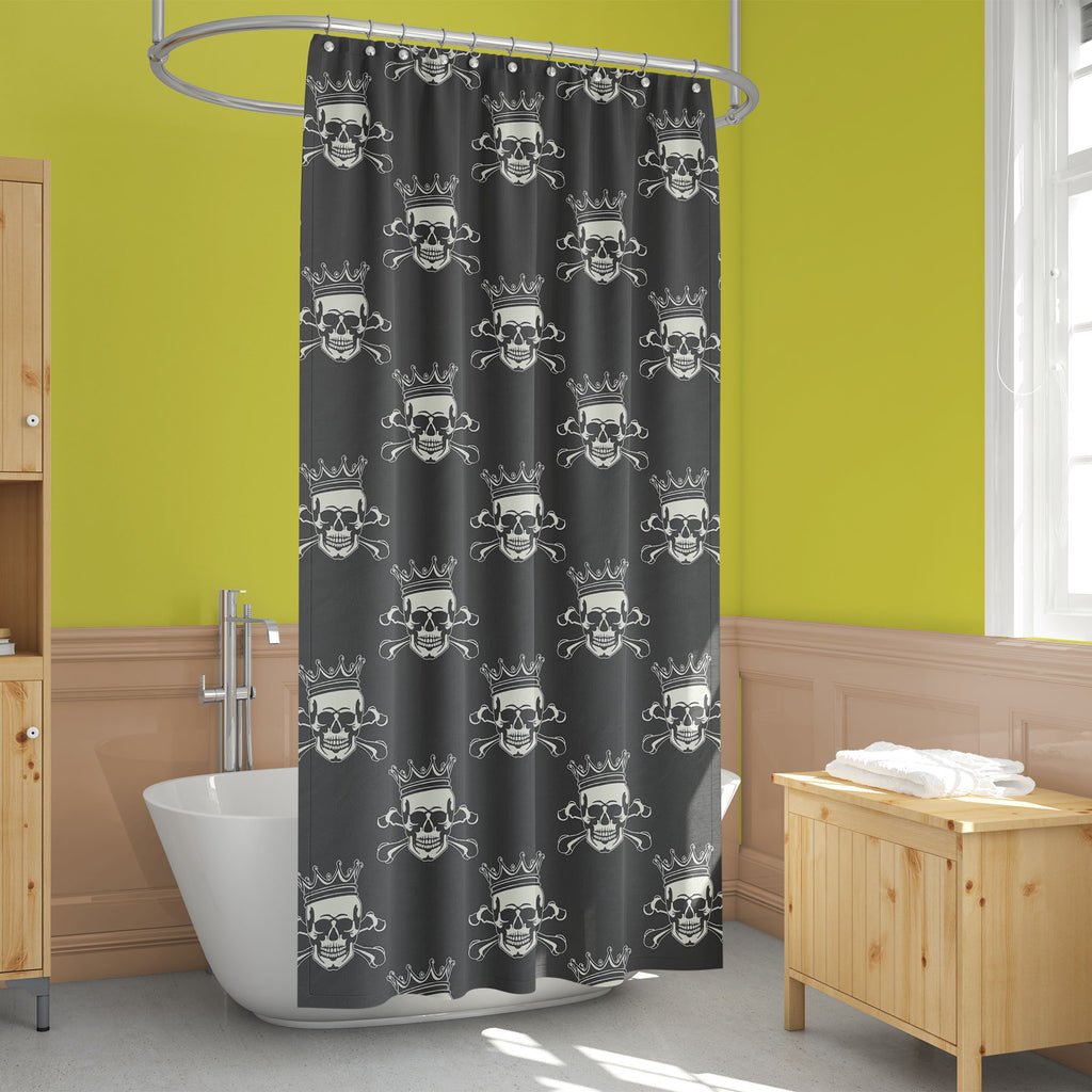 Crown Skull Washable Waterproof Shower Curtain-Shower Curtains-CUR_SH_EL-IC 5007279 IC 5007279, Ancient, Animated Cartoons, Art and Paintings, Black, Black and White, Caricature, Cartoons, Fashion, Historical, Icons, Illustrations, Love, Medieval, Patterns, Romance, Signs, Signs and Symbols, Symbols, Vintage, crown, skull, washable, waterproof, shower, curtain, pattern, seamless, skulls, calavera, with, art, backgrounds, bone, cartoon, castle, decoration, element, fabric, history, icon, illustration, image,