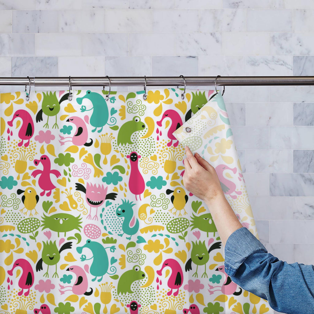 Monsters Washable Waterproof Shower Curtain-Shower Curtains-CUR_SH_EL-IC 5007282 IC 5007282, Animals, Animated Cartoons, Baby, Black and White, Caricature, Cartoons, Children, Comedy, Fantasy, Humor, Humour, Illustrations, Kids, Patterns, Signs, Signs and Symbols, Symbols, White, monsters, washable, waterproof, shower, curtain, alien, amoeba, animal, background, bacterium, bizarre, cartoon, character, cheerful, child, collection, creature, cute, demon, design, dinosaur, doodle, dragon, drop, fabric, fun, fu