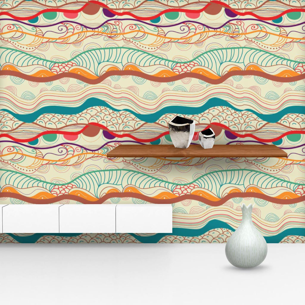 Waves Drawing Wallpaper Roll-Wallpapers Peel & Stick-WAL_PA-IC 5007323 IC 5007323, Abstract Expressionism, Abstracts, Ancient, Art and Paintings, Black and White, Culture, Decorative, Drawing, Ethnic, Fantasy, Fashion, Folk Art, Geometric, Geometric Abstraction, Historical, Illustrations, Medieval, Patterns, Semi Abstract, Signs, Signs and Symbols, Traditional, Tribal, Vintage, White, World Culture, waves, wallpaper, roll, abstract, abstraction, art, artistic, backdrop, background, beige, bright, continuity