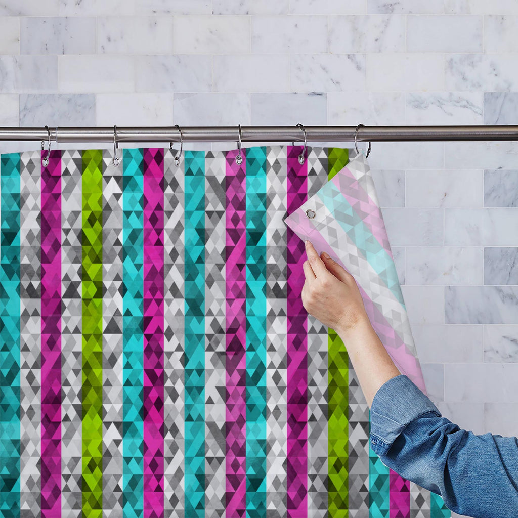 Color Triangles Washable Waterproof Shower Curtain-Shower Curtains-CUR_SH_EL-IC 5007339 IC 5007339, Abstract Expressionism, Abstracts, Art and Paintings, Black, Black and White, Cities, City Views, Diamond, Digital, Digital Art, Fashion, Geometric, Geometric Abstraction, Graphic, Illustrations, Paintings, Patterns, Retro, Semi Abstract, Signs, Signs and Symbols, Triangles, color, washable, waterproof, shower, curtain, abstract, art, backdrop, backgrounds, collection, computer, contemporary, creativity, deco