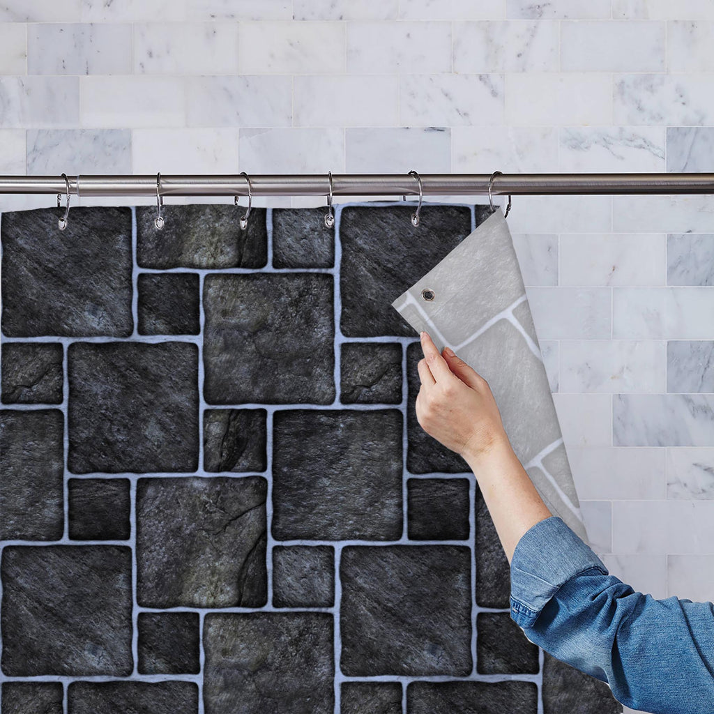 Black Mosaic Washable Waterproof Shower Curtain-Shower Curtains-CUR_SH_EL-IC 5007351 IC 5007351, Abstract Expressionism, Abstracts, Architecture, Black, Black and White, Check, Digital, Digital Art, Geometric, Geometric Abstraction, Graphic, Grid Art, Marble, Marble and Stone, Patterns, Semi Abstract, mosaic, washable, waterproof, shower, curtain, ceramic, floor, abstract, background, bath, block, bright, brown, build, checks, construct, construction, cube, decor, glass, glassy, glossy, grid, grout, industr