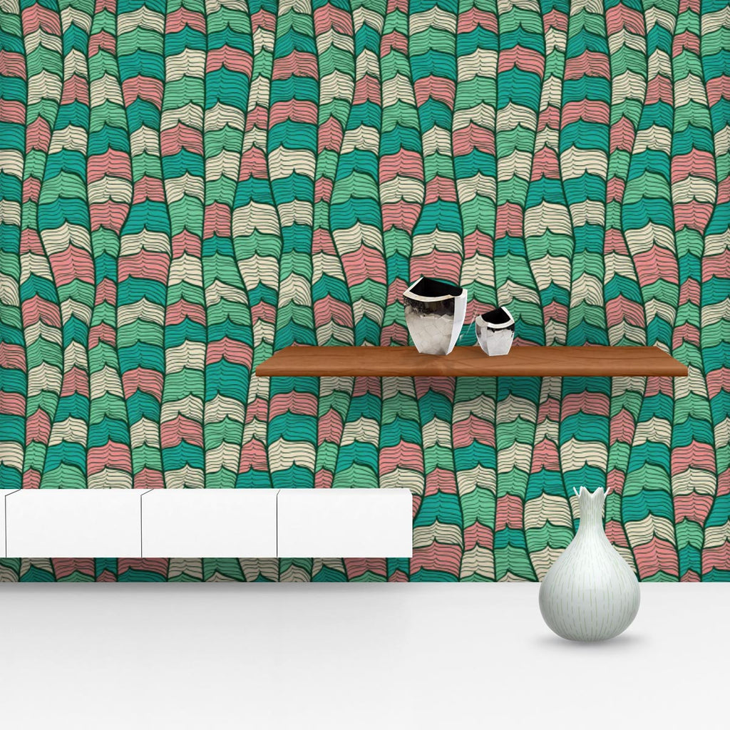 Abstract Waves D1 Wallpaper Roll - Wallpapers Peel & Stick - ArtzFolio.com