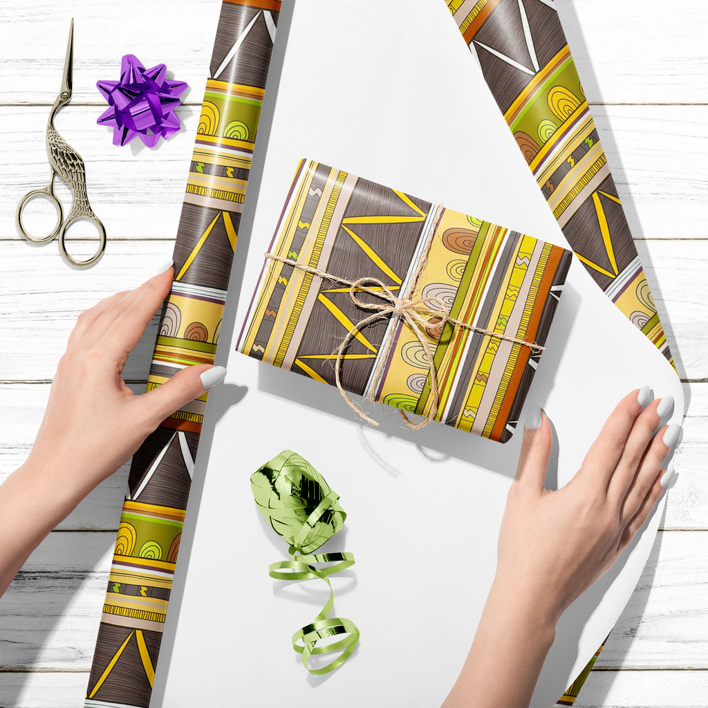 Tribal Art D3 Art & Craft Gift Wrapping Paper-Wrapping Papers-WRP_PP-IC 5007386 IC 5007386, Abstract Expressionism, Abstracts, Ancient, Culture, Decorative, Drawing, Ethnic, Fantasy, Fashion, Folk Art, Geometric, Geometric Abstraction, Historical, Medieval, Mexican, Patterns, Semi Abstract, Signs, Signs and Symbols, Stripes, Traditional, Triangles, Tribal, Vintage, World Culture, art, d3, craft, gift, wrapping, paper, abstract, abstraction, artistic, backdrop, background, border, bright, brown, creative, de