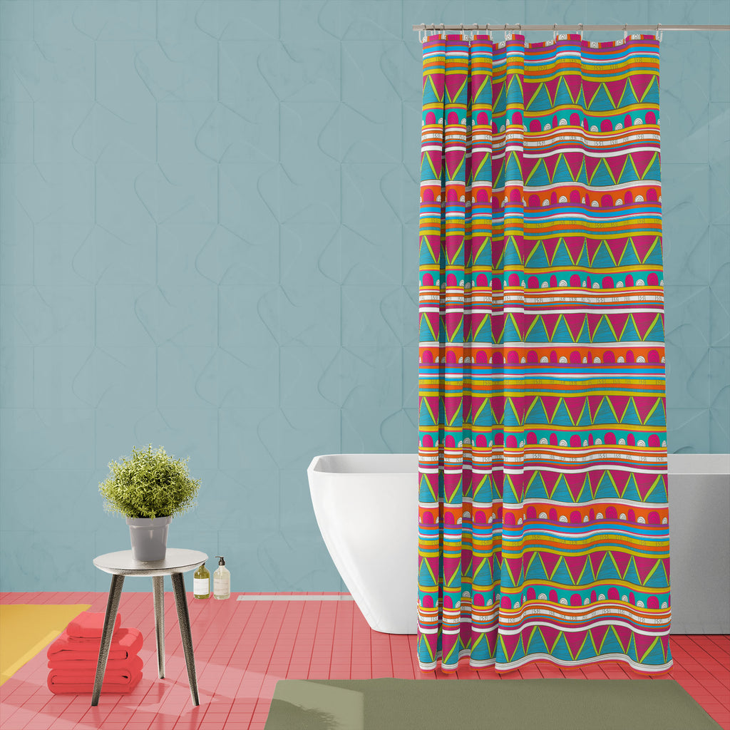 Tribal Art D5 Washable Waterproof Shower Curtain-Shower Curtains-CUR_SH_EL-IC 5007390 IC 5007390, Abstract Expressionism, Abstracts, Ancient, Culture, Decorative, Drawing, Ethnic, Fantasy, Fashion, Folk Art, Geometric, Geometric Abstraction, Historical, Illustrations, Medieval, Mexican, Patterns, Semi Abstract, Signs, Signs and Symbols, Stripes, Traditional, Triangles, Tribal, Vintage, World Culture, art, d5, washable, waterproof, shower, curtain, background, abstract, abstraction, artistic, backdrop, blue,