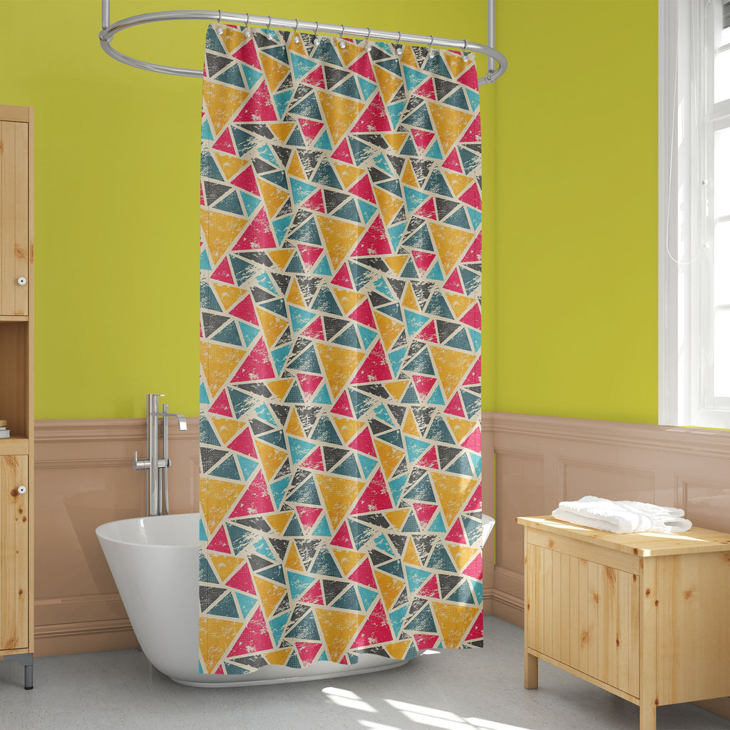 Grunge Triangle D2 Washable Waterproof Shower Curtain-Shower Curtains-CUR_SH_EL-IC 5007428 IC 5007428, Abstract Expressionism, Abstracts, Ancient, Art and Paintings, Culture, Digital, Digital Art, Ethnic, Geometric, Geometric Abstraction, Graffiti, Graphic, Historical, Illustrations, Medieval, Modern Art, Patterns, Retro, Semi Abstract, Signs, Signs and Symbols, Traditional, Triangles, Tribal, Urban, Vintage, World Culture, grunge, triangle, d2, washable, waterproof, shower, curtain, pattern, background, co