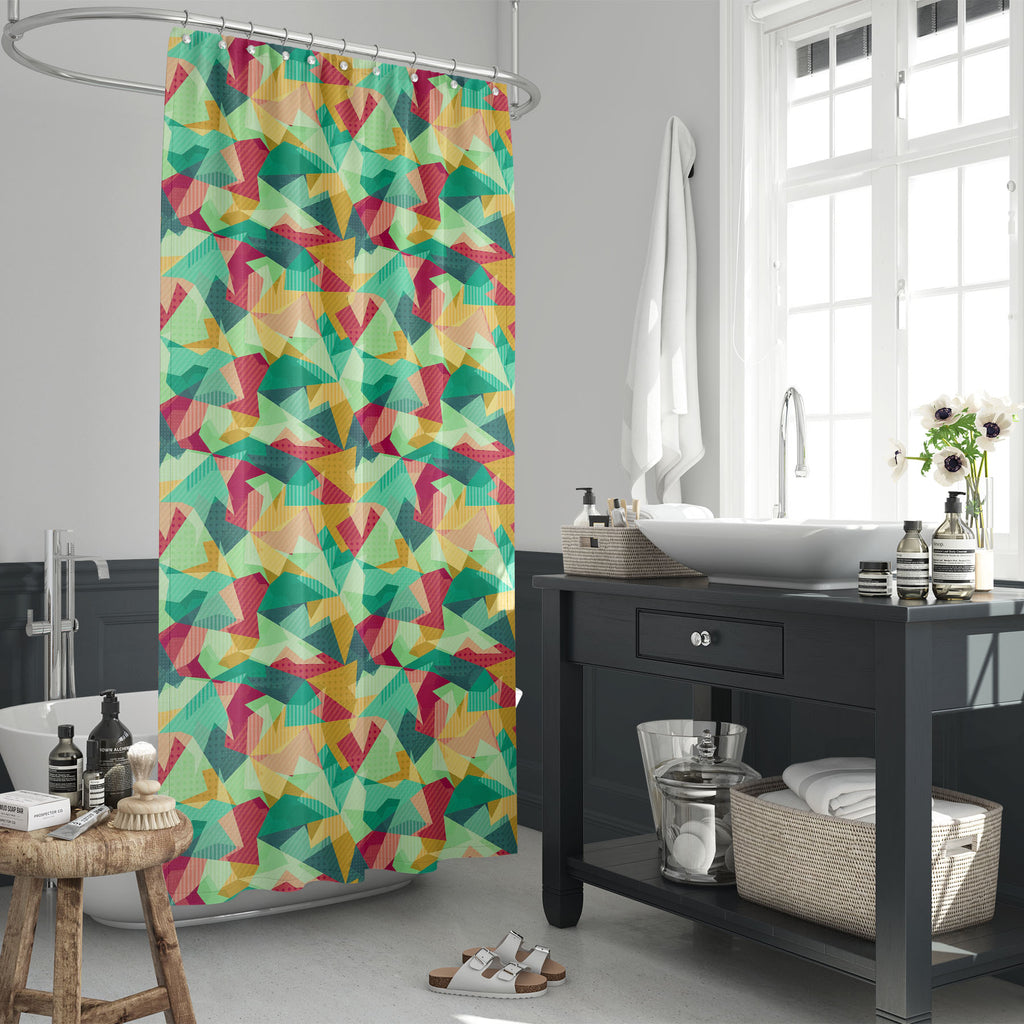Retro Mosaic Washable Waterproof Shower Curtain-Shower Curtains-CUR_SH_EL-IC 5007430 IC 5007430, Abstract Expressionism, Abstracts, Art and Paintings, Decorative, Diamond, Digital, Digital Art, Fantasy, Fashion, Geometric, Geometric Abstraction, Graphic, Hipster, Illustrations, Modern Art, Patterns, Retro, Semi Abstract, Signs, Signs and Symbols, Triangles, mosaic, washable, waterproof, shower, curtain, abstract, art, artistic, artwork, backdrop, background, banner, card, cell, color, colorful, composition,