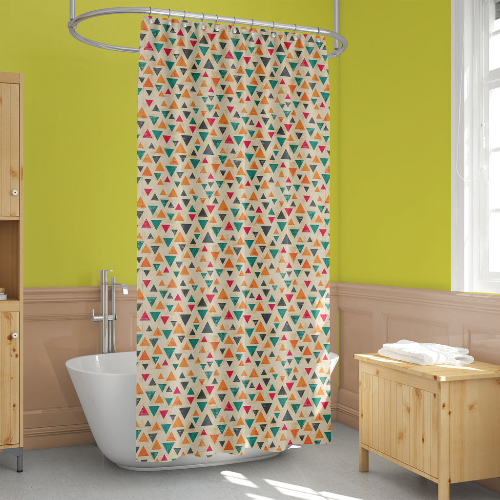 Vintage Triangle D1 Washable Waterproof Shower Curtain-Shower Curtains-CUR_SH_EL-IC 5007432 IC 5007432, Abstract Expressionism, Abstracts, Ancient, Art and Paintings, Aztec, Black, Black and White, Books, Culture, Decorative, Digital, Digital Art, Ethnic, Fashion, Geometric, Geometric Abstraction, Graphic, Grid Art, Hipster, Historical, Illustrations, Medieval, Modern Art, Patterns, Retro, Semi Abstract, Signs, Signs and Symbols, Traditional, Triangles, Tribal, Vintage, World Culture, triangle, d1, washable