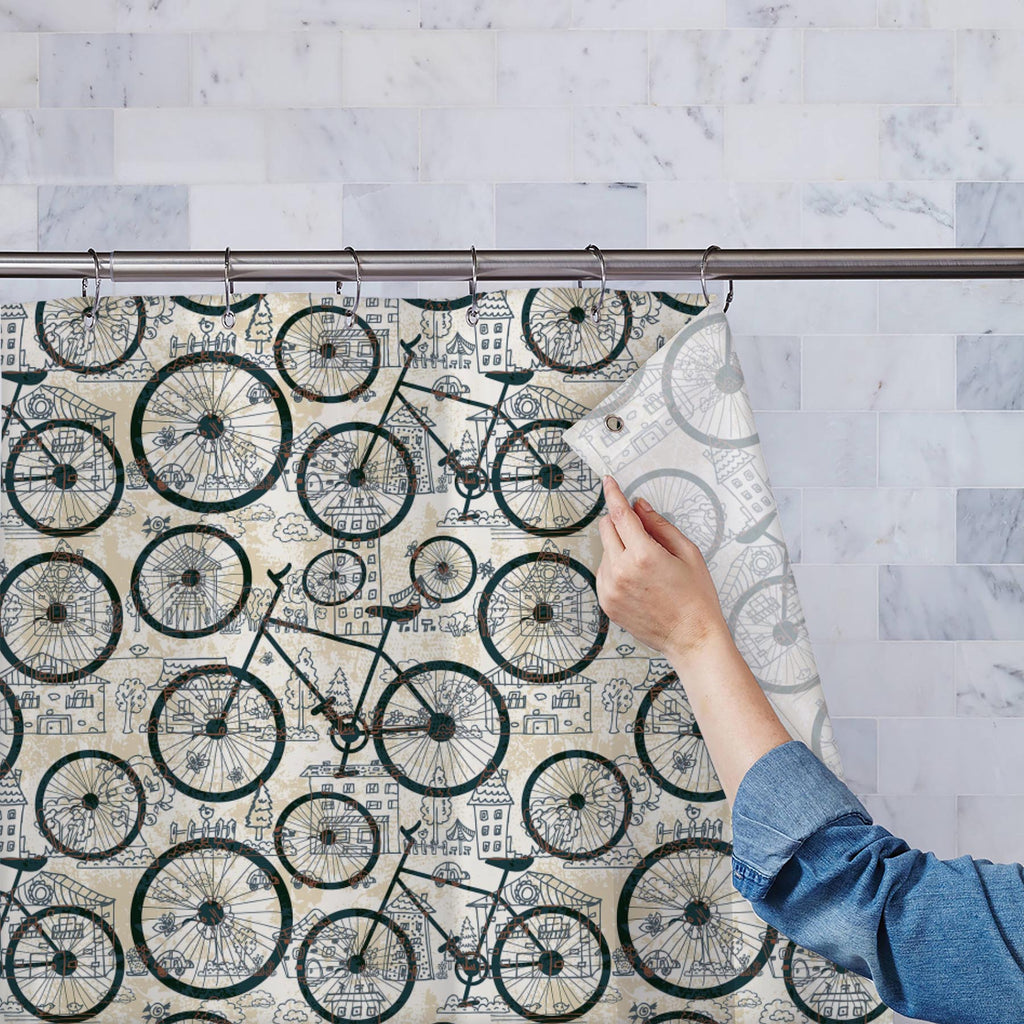 Bicycles D1 Washable Waterproof Shower Curtain-Shower Curtains-CUR_SH_EL-IC 5007478 IC 5007478, Abstract Expressionism, Abstracts, Ancient, Animated Cartoons, Art and Paintings, Automobiles, Bikes, Botanical, Caricature, Cars, Cartoons, Decorative, Digital, Digital Art, Drawing, Fashion, Floral, Flowers, Graphic, Historical, Illustrations, Medieval, Nature, Patterns, Retro, Semi Abstract, Signs, Signs and Symbols, Sketches, Sports, Transportation, Travel, Vehicles, Vintage, bicycles, d1, washable, waterproo