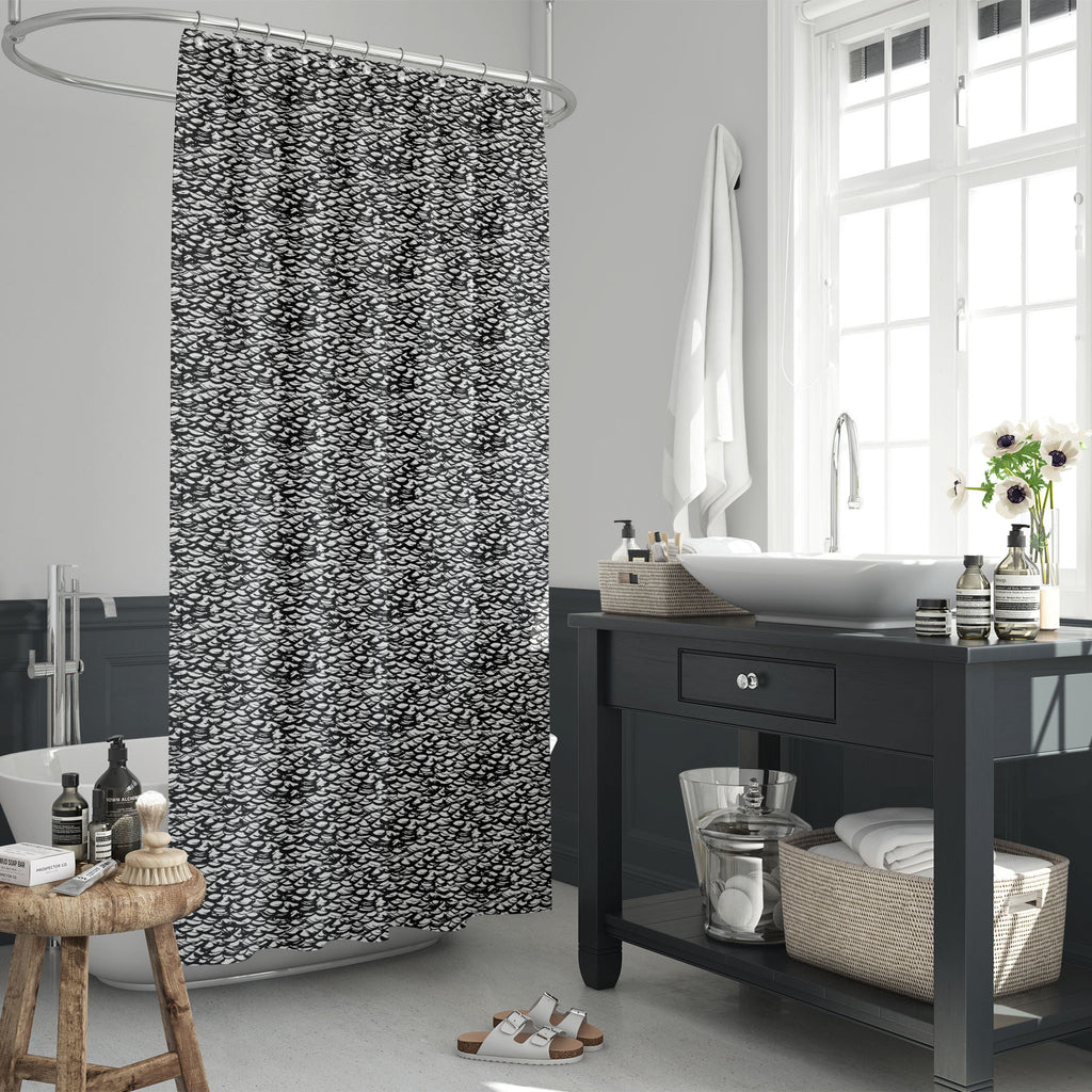 Ditsy Strokes Washable Waterproof Shower Curtain-Shower Curtains-CUR_SH_EL-IC 5007482 IC 5007482, African, Ancient, Animals, Birds, Black, Black and White, Bohemian, Brush Stroke, Digital, Digital Art, Graphic, Hand Drawn, Hipster, Historical, Medieval, Modern Art, Patterns, Retro, Signs, Signs and Symbols, Stripes, Vintage, ditsy, strokes, washable, waterproof, shower, curtain, animal, background, boho, bold, brush, stroke, chic, cross, hatch, design, fish, scales, fishing, grey, grunge, hand, drawn, paint