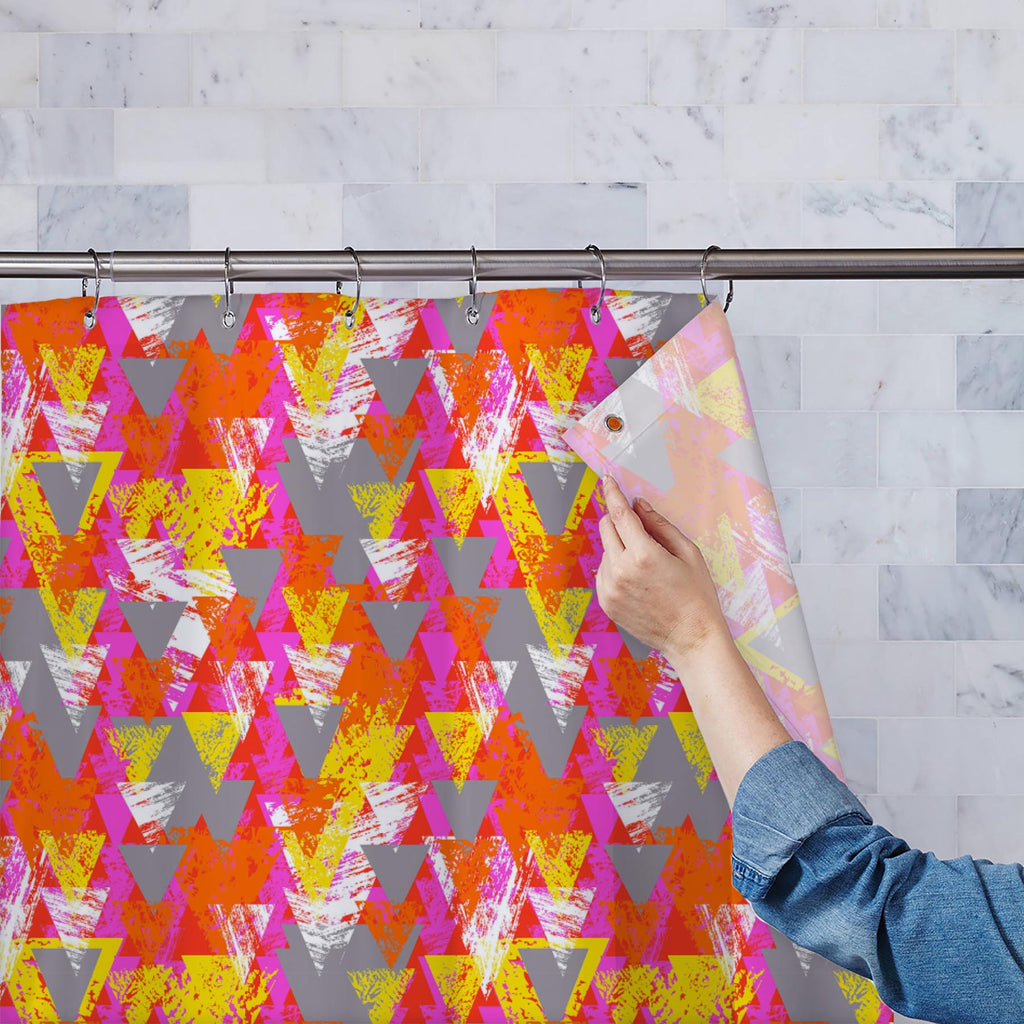 Triangled D3 Washable Waterproof Shower Curtain-Shower Curtains-CUR_SH_EL-IC 5007538 IC 5007538, Abstract Expressionism, Abstracts, African, Ancient, Art and Paintings, Aztec, Bohemian, Brush Stroke, Chevron, Culture, Ethnic, Eygptian, Geometric, Geometric Abstraction, Graffiti, Hand Drawn, Historical, Medieval, Mexican, Modern Art, Patterns, Retro, Semi Abstract, Signs, Signs and Symbols, Splatter, Traditional, Triangles, Tribal, Vintage, Watercolour, World Culture, triangled, d3, washable, waterproof, sho