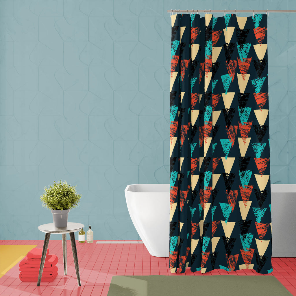 Triangled D4 Washable Waterproof Shower Curtain-Shower Curtains-CUR_SH_EL-IC 5007540 IC 5007540, Abstract Expressionism, Abstracts, African, Ancient, Art and Paintings, Aztec, Bohemian, Brush Stroke, Chevron, Culture, Ethnic, Eygptian, Geometric, Geometric Abstraction, Graffiti, Hand Drawn, Historical, Medieval, Mexican, Modern Art, Patterns, Retro, Semi Abstract, Signs, Signs and Symbols, Splatter, Traditional, Triangles, Tribal, Vintage, Watercolour, World Culture, triangled, d4, washable, waterproof, sho