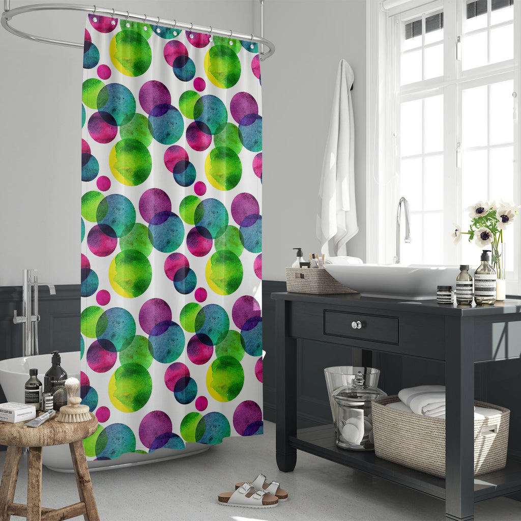 Circles On White D2 Washable Waterproof Shower Curtain-Shower Curtains-CUR_SH_EL-IC 5007568 IC 5007568, Abstract Expressionism, Abstracts, Black and White, Brush Stroke, Circle, Digital, Digital Art, Dots, Drawing, Fashion, Graphic, Hand Drawn, Illustrations, Modern Art, Patterns, Semi Abstract, Signs, Signs and Symbols, Splatter, Watercolour, White, circles, on, d2, washable, waterproof, shower, curtain, abstract, aqua, artistic, artwork, backdrop, background, badge, bright, brush, stroke, bubble, cell, co