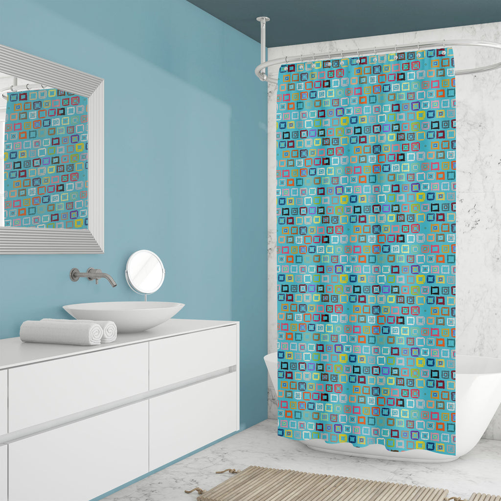 Geometric Pattern D1 Washable Waterproof Shower Curtain-Shower Curtains-CUR_SH_EL-IC 5007599 IC 5007599, Abstract Expressionism, Abstracts, African, Ancient, Aztec, Bohemian, Brush Stroke, Check, Drawing, Geometric, Geometric Abstraction, Hand Drawn, Historical, Medieval, Patterns, Plaid, Retro, Semi Abstract, Signs, Signs and Symbols, Stripes, Vintage, Watercolour, pattern, d1, washable, waterproof, shower, curtain, abstract, aqua, blue, background, blocks, boho, bold, bright, brush, strokes, brushstrokes,