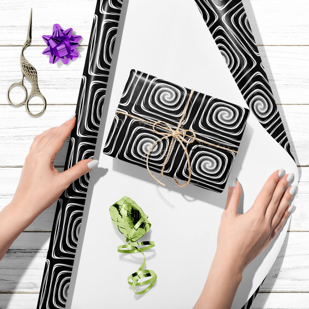 Monochrome Labyrinth Art & Craft Gift Wrapping Paper-Wrapping Papers-WRP_PP-IC 5007600 IC 5007600, Abstract Expressionism, Abstracts, Art and Paintings, Black, Black and White, Circle, Digital, Digital Art, Geometric, Geometric Abstraction, Graphic, Illustrations, Modern Art, Patterns, Semi Abstract, Signs, Signs and Symbols, Stripes, White, monochrome, labyrinth, art, craft, gift, wrapping, paper, abstract, abstraction, background, circular, creative, curve, design, distorted, distortion, dynamic, ellipse,