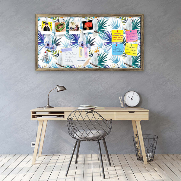 Tropic Parrot Bulletin Board Notice Pin Board Soft Board | Framed-Bulletin Boards Framed-BLB_FR-IC 5007602 IC 5007602, African, Animals, Birds, Black and White, Botanical, Drawing, Floral, Flowers, Illustrations, Nature, Patterns, Scenic, Signs, Signs and Symbols, Tropical, Watercolour, White, Wildlife, tropic, parrot, bulletin, board, notice, pin, vision, soft, combo, with, thumb, push, pins, sticky, notes, antique, golden, frame, seamless, pattern, jungle, parrots, tropics, watercolor, leaves, africa, ani