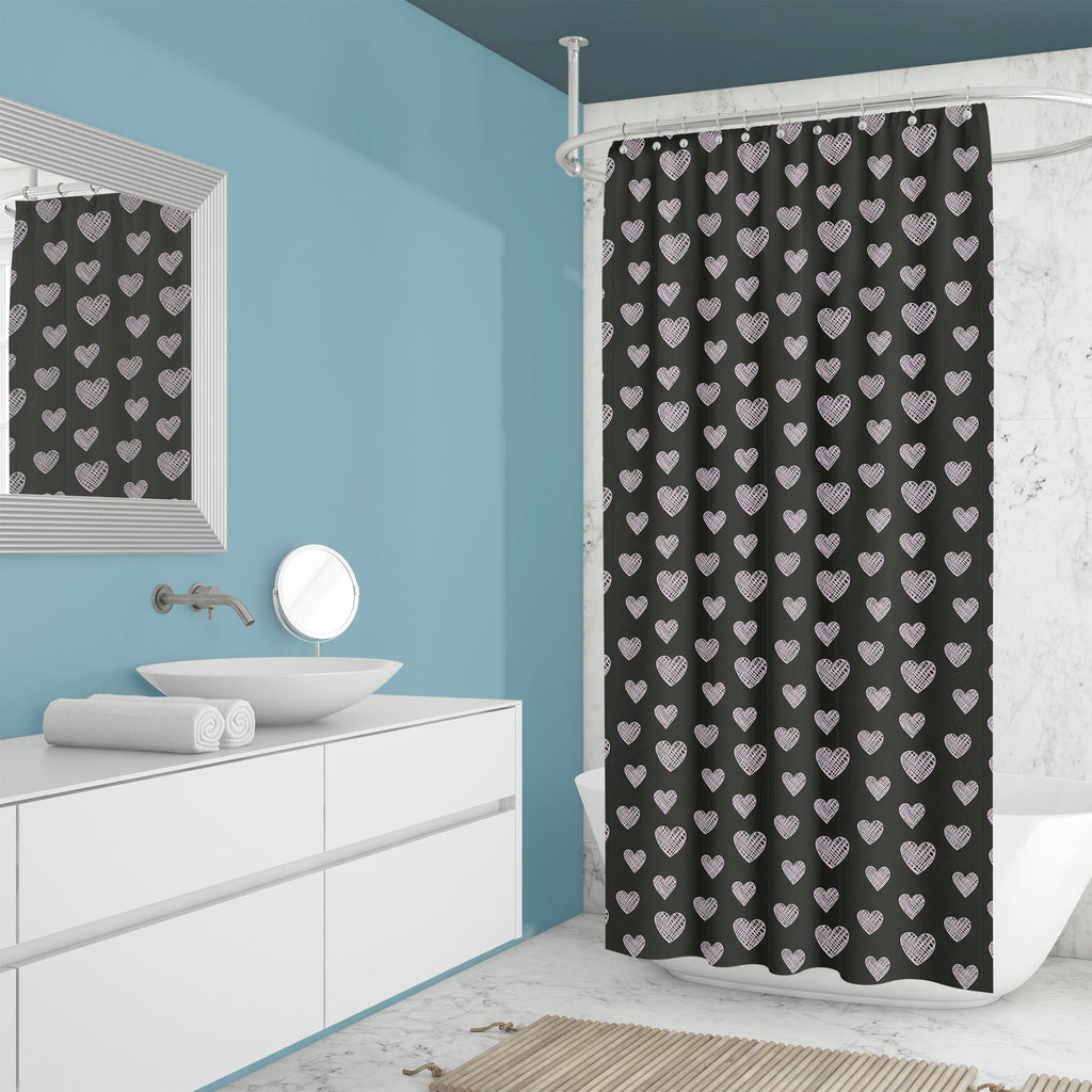 Blissful Hearts Washable Waterproof Shower Curtain-Shower Curtains-CUR_SH_EL-IC 5007604 IC 5007604, Animated Cartoons, Art and Paintings, Black, Black and White, Caricature, Cartoons, Digital, Digital Art, Drawing, Graphic, Hearts, Holidays, Icons, Illustrations, Love, Modern Art, Patterns, Romance, Signs, Signs and Symbols, Sketches, Symbols, blissful, washable, waterproof, shower, curtain, art, background, card, cartoon, collection, couple, cute, date, decoration, design, doodle, element, fun, heart, holi