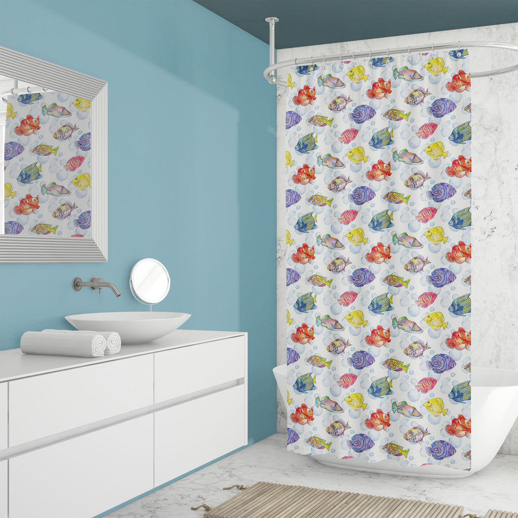Tropical Sea D1 Washable Waterproof Shower Curtain-Shower Curtains-CUR_SH_EL-IC 5007615 IC 5007615, Animals, Art and Paintings, Birds, Digital, Digital Art, Drawing, Graphic, Illustrations, Nature, Patterns, Scenic, Signs, Signs and Symbols, Stripes, Tropical, Watercolour, Wildlife, sea, d1, washable, waterproof, shower, curtain, animal, aquarium, aquatic, art, background, bright, clown, color, colorful, design, diving, emperor, exotic, fauna, fish, illustration, isolate, marine, life, ocean, pattern, scale