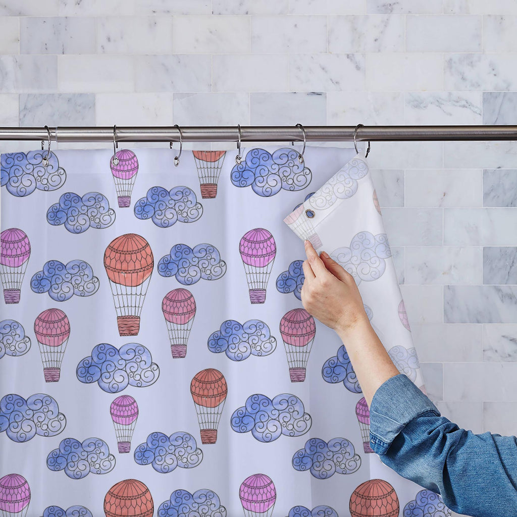 Watercolor Balloons & Clouds D2 Washable Waterproof Shower Curtain-Shower Curtains-CUR_SH_EL-IC 5007633 IC 5007633, Abstract Expressionism, Abstracts, Ancient, Black and White, Digital, Digital Art, Drawing, Graphic, Hand Drawn, Historical, Illustrations, Medieval, Patterns, Retro, Semi Abstract, Signs, Signs and Symbols, Splatter, Vintage, Watercolour, White, watercolor, balloons, clouds, d2, washable, waterproof, shower, curtain, abstract, aerostat, air, aqua, background, balloon, banner, blue, bright, ca