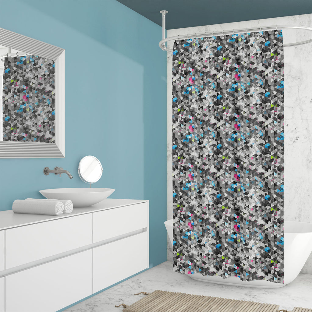 Abstract Grunge Triangle Washable Waterproof Shower Curtain - Shower Curtains - ArtzFolio.com