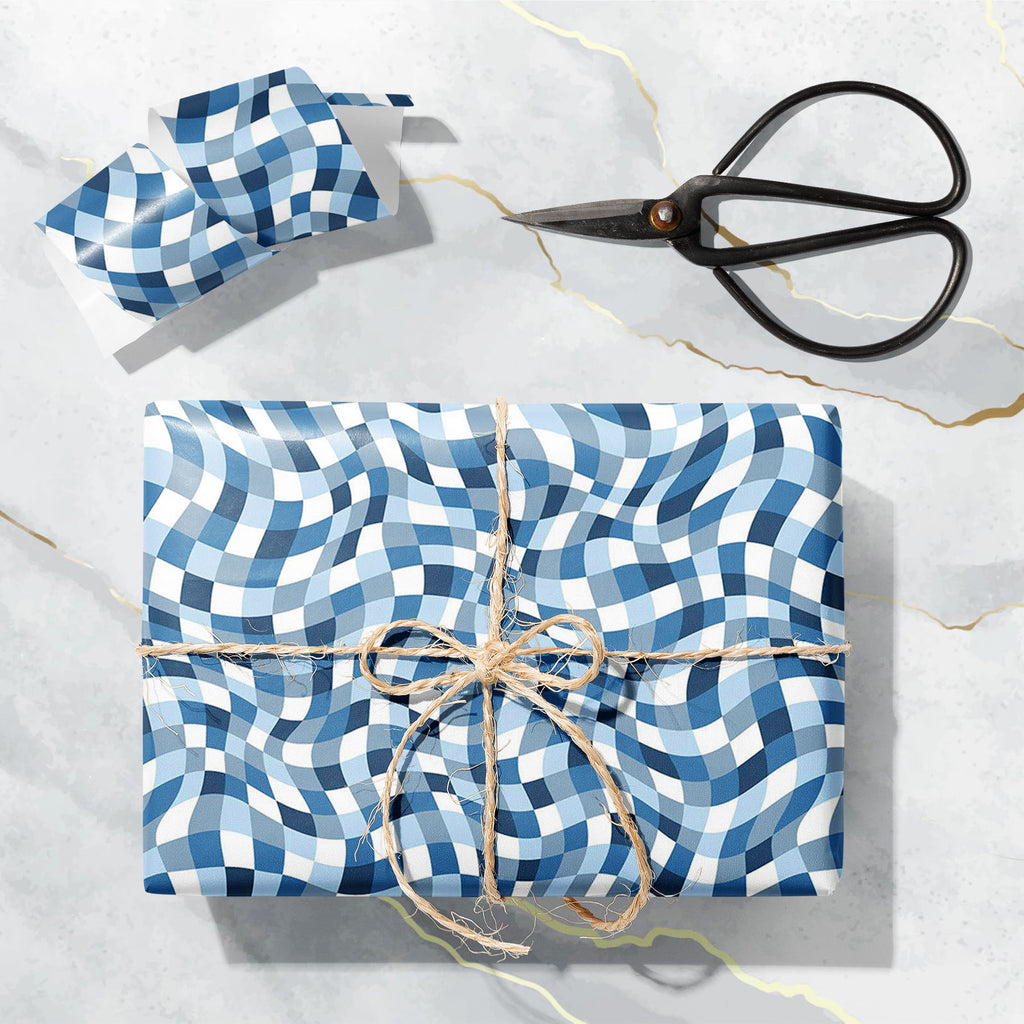 Abstract Blue Plaid Texture Art & Craft Gift Wrapping Paper - Wrapping Papers - ArtzFolio.com