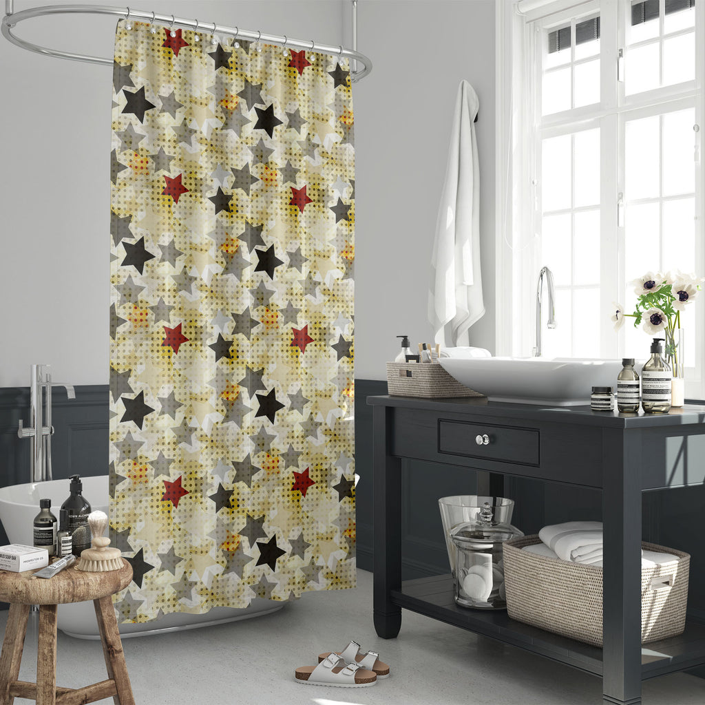 Vintage Star Washable Waterproof Shower Curtain-Shower Curtains-CUR_SH_EL-IC 5007834 IC 5007834, Abstract Expressionism, Abstracts, Ancient, Art and Paintings, Cities, City Views, Diamond, Digital, Digital Art, Geometric, Geometric Abstraction, Graphic, Historical, Illustrations, Medieval, Paintings, Patterns, Semi Abstract, Signs, Signs and Symbols, Vintage, star, washable, waterproof, shower, curtain, abstract, backdrop, backgrounds, blot, collection, color, colored, computer, contemporary, decoration, de