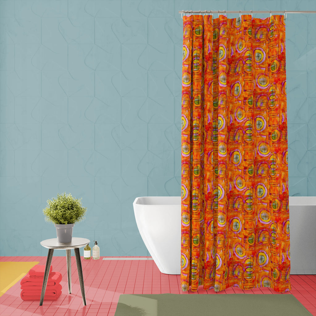 Orange Cubism Abstract Washable Waterproof Shower Curtain-Shower Curtains-CUR_SH_EL-IC 5007839 IC 5007839, Abstract Expressionism, Abstracts, Ancient, Art and Paintings, Cubism, Decorative, Digital, Digital Art, Graphic, Historical, Illustrations, Medieval, Old Masters, Patterns, Semi Abstract, Signs, Signs and Symbols, Vintage, Watercolour, orange, abstract, washable, waterproof, shower, curtain, art, artistic, backdrop, background, border, brush, color, colorful, contemporary, design, faded, frame, gradat