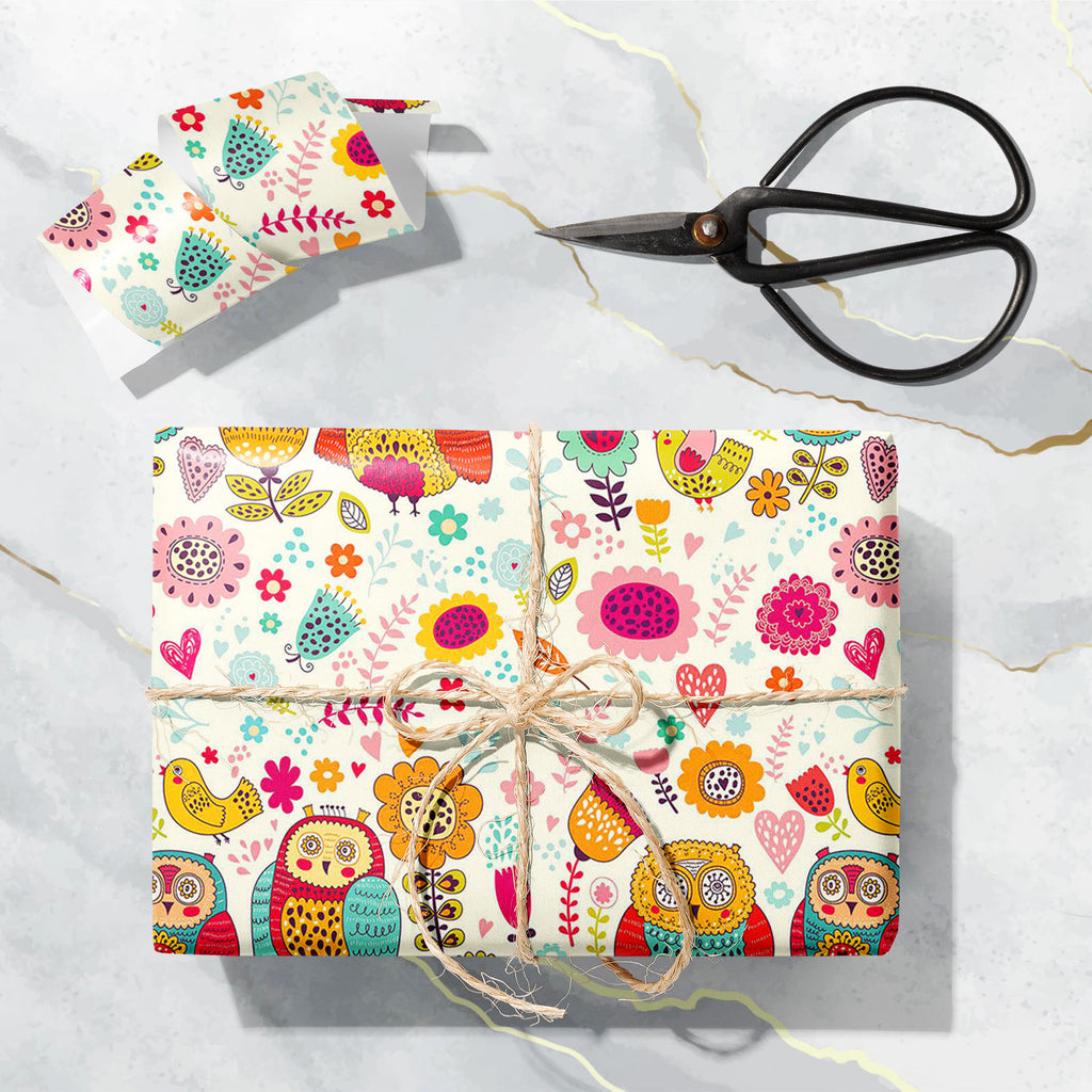 Cheerful Owls And Flowers D1 Art & Craft Gift Wrapping Paper-Wrapping Papers-WRP_PP-IC 5007853 IC 5007853, Animals, Animated Cartoons, Baby, Birds, Birthday, Botanical, Caricature, Cartoons, Children, Decorative, Floral, Flowers, Holidays, Illustrations, Kids, Nature, Patterns, Seasons, Signs, Signs and Symbols, cheerful, owls, and, d1, art, craft, gift, wrapping, paper, vector, illustration, animal, background, bird, birth, card, cartoon, character, childish, cover, cute, decor, decoration, design, flower,