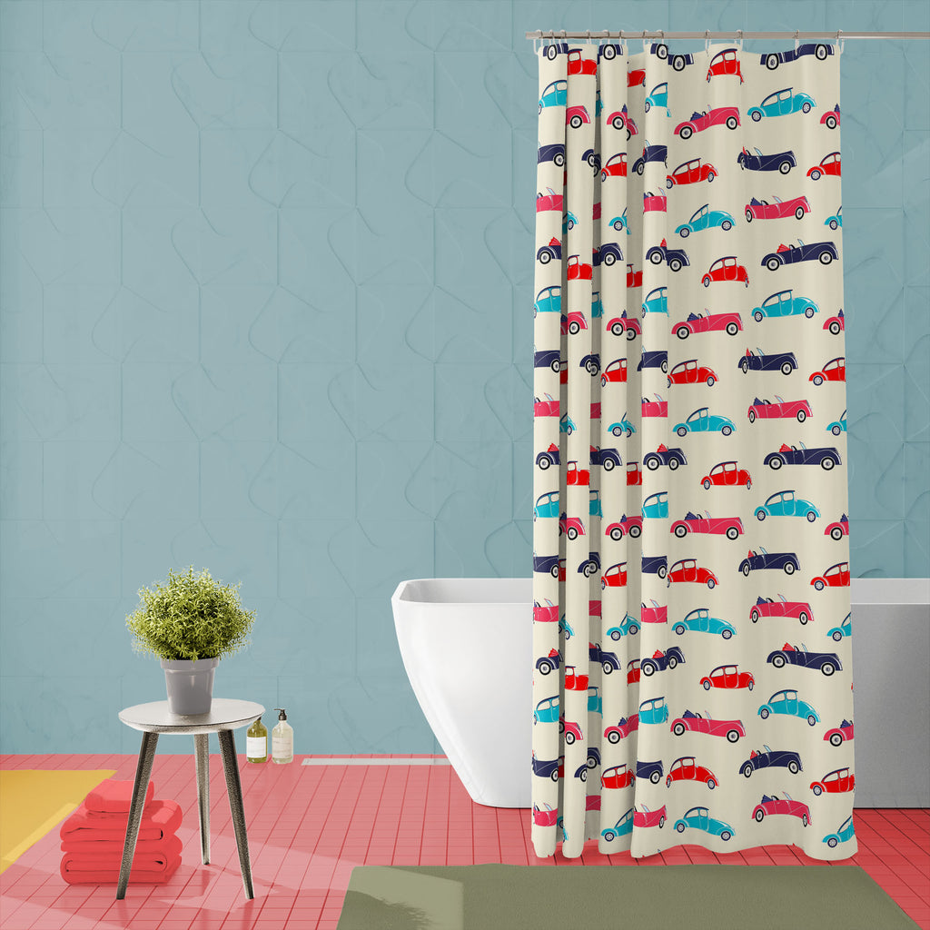 Retro Cars D1 Washable Waterproof Shower Curtain-Shower Curtains-CUR_SH_EL-IC 5007856 IC 5007856, American, Ancient, Animated Cartoons, Art and Paintings, Art Deco, Automobiles, Baby, Caricature, Cars, Cartoons, Children, Cities, City Views, Culture, Ethnic, Historical, Illustrations, Kids, Medieval, Paintings, Patterns, Retro, Signs, Signs and Symbols, Sports, Symbols, Traditional, Transportation, Travel, Tribal, Urban, Vehicles, Vintage, World Culture, d1, washable, waterproof, shower, curtain, art, deco,