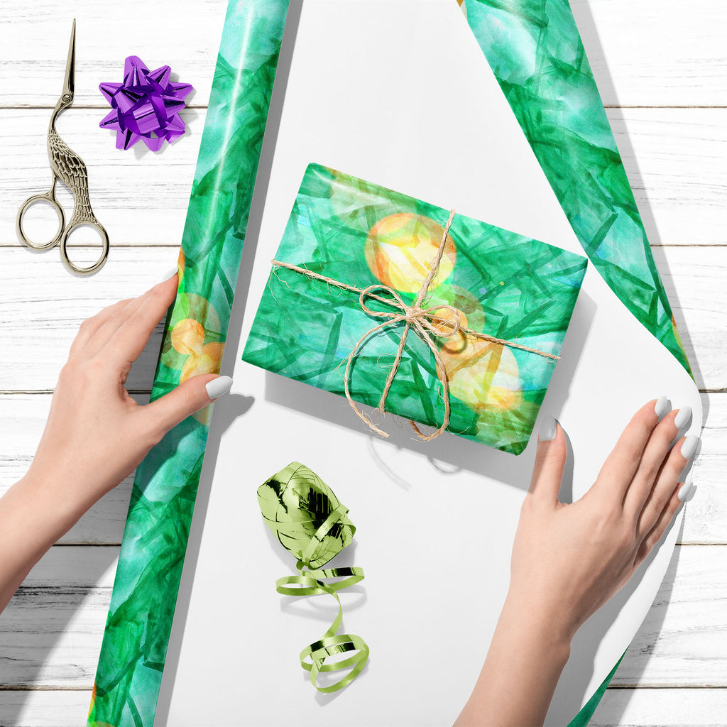 Abstract Watercolor Green Bokeh Art & Craft Gift Wrapping Paper - Wrapping Papers - ArtzFolio.com