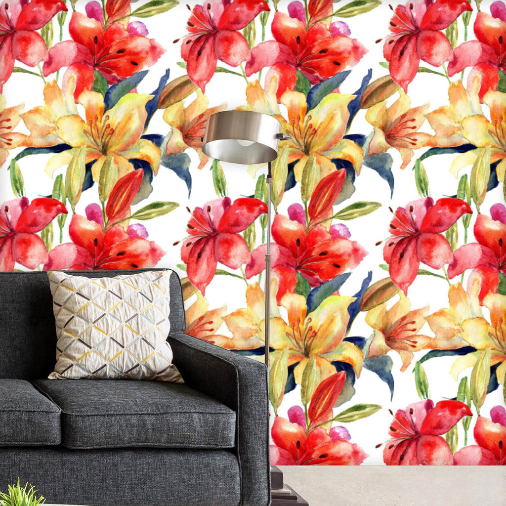 Watercolor Lily Flowers Wallpaper Roll-Wallpapers Peel & Stick-WAL_PA-IC 5007866 IC 5007866, Ancient, Art and Paintings, Botanical, Calligraphy, Decorative, Digital, Digital Art, Floral, Flowers, Graphic, Historical, Illustrations, Medieval, Nature, Paintings, Patterns, Retro, Scenic, Signs, Signs and Symbols, Vintage, Watercolour, watercolor, lily, wallpaper, roll, bloom, blossom, branch, card, design, fabric, illustration, invitation, leaf, ornament, painting, paper, pattern, plant, postcard, repeat, repe