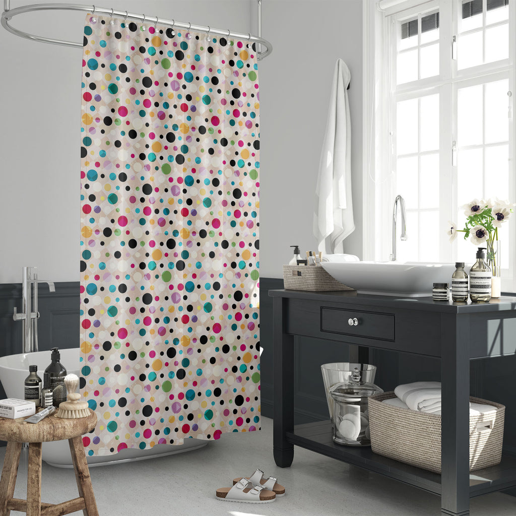 Retro Vintage Circles Washable Waterproof Shower Curtain-Shower Curtains-CUR_SH_EL-IC 5007876 IC 5007876, Abstract Expressionism, Abstracts, Ancient, Art and Paintings, Black, Black and White, Botanical, Circle, Digital, Digital Art, Dots, Floral, Flowers, Geometric, Geometric Abstraction, Graffiti, Graphic, Historical, Illustrations, Medieval, Nature, Patterns, Pets, Pop Art, Retro, Semi Abstract, Signs, Signs and Symbols, Splatter, Vintage, circles, washable, waterproof, shower, curtain, abstract, art, ba
