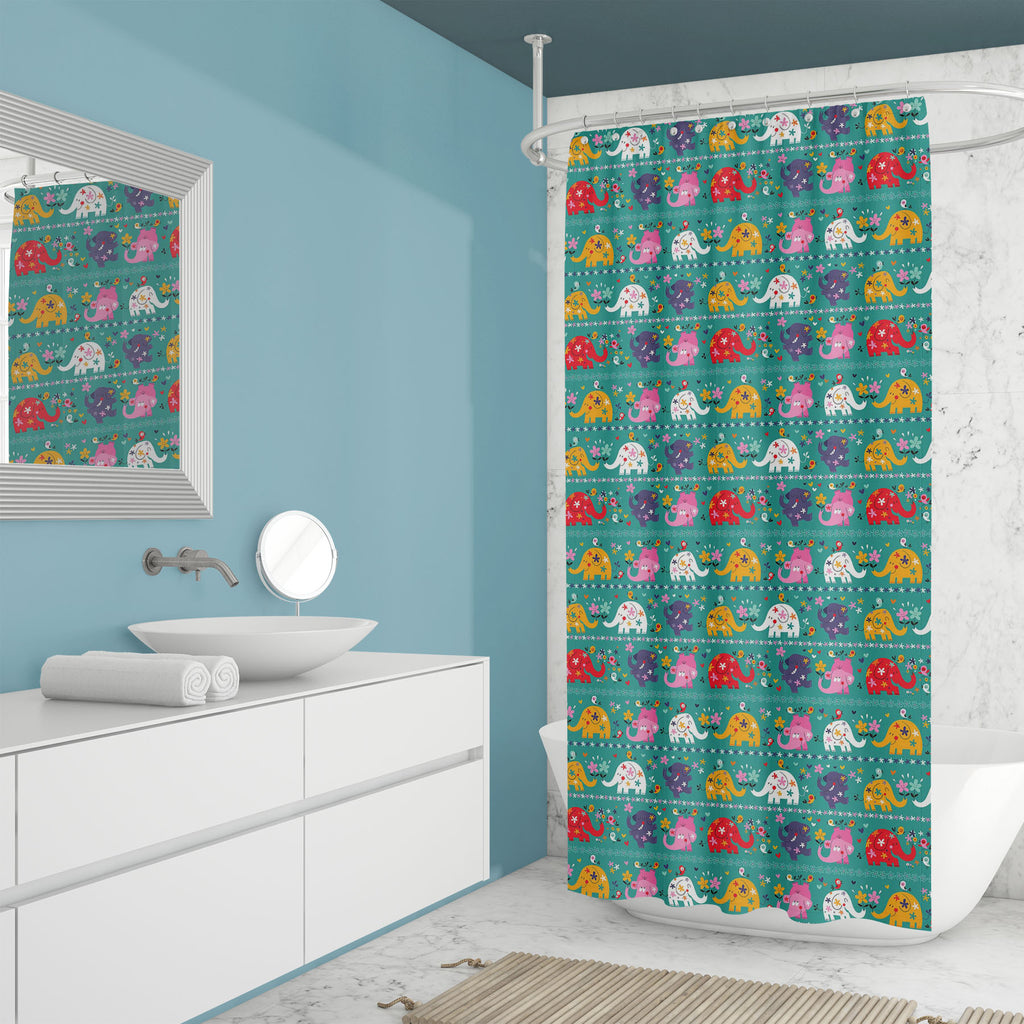 Cute Elephants Washable Waterproof Shower Curtain-Shower Curtains-CUR_SH_EL-IC 5007879 IC 5007879, African, Animals, Animated Cartoons, Art and Paintings, Baby, Birds, Botanical, Caricature, Cartoons, Children, Digital, Digital Art, Festivals, Festivals and Occasions, Festive, Floral, Flowers, Graphic, Hearts, Illustrations, Indian, Kids, Love, Nature, Patterns, Pets, Retro, Romance, Signs, Signs and Symbols, cute, elephants, washable, waterproof, shower, curtain, adorable, africa, animal, pattern, backdrop