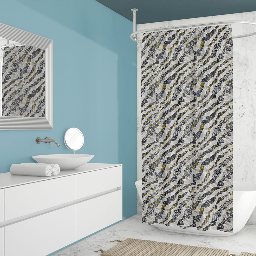 Abstract Triangles D2 Washable Waterproof Shower Curtain - Shower Curtains - ArtzFolio.com
