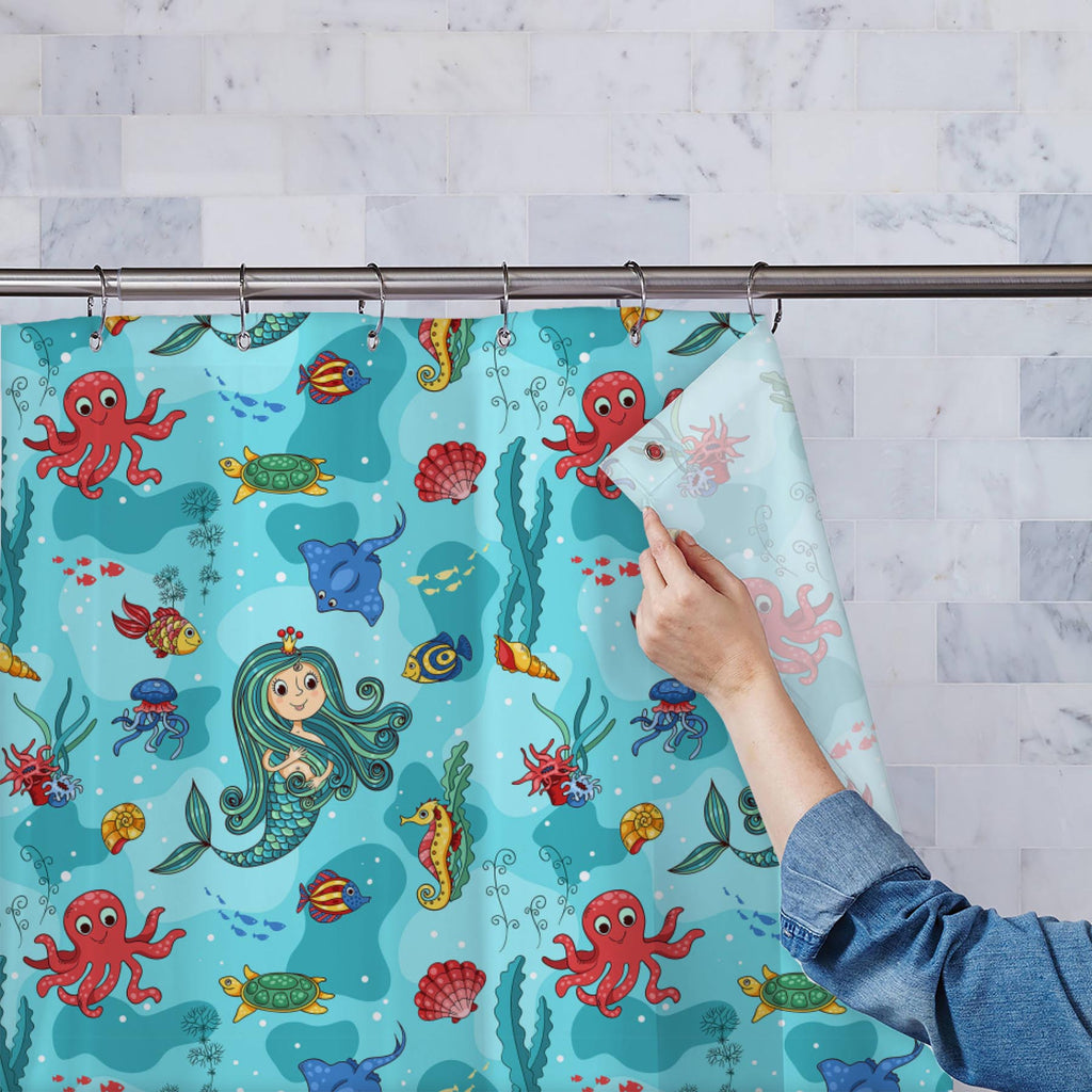 Mermaid Princess Washable Waterproof Shower Curtain-Shower Curtains-CUR_SH_EL-IC 5007892 IC 5007892, Animals, Animated Cartoons, Art and Paintings, Caricature, Cartoons, Illustrations, Mermaid, Nature, Paintings, Patterns, Scenic, Tropical, Wildlife, princess, washable, waterproof, shower, curtain, aquatic, bright, bubble, cartoon, characters, climate, cockleshell, colored, coral, cute, deep, discovery, diving, fish, fishing, freshwater, girl, goldfish, horse, jellyfish, life, mammal, multi, painting, patte