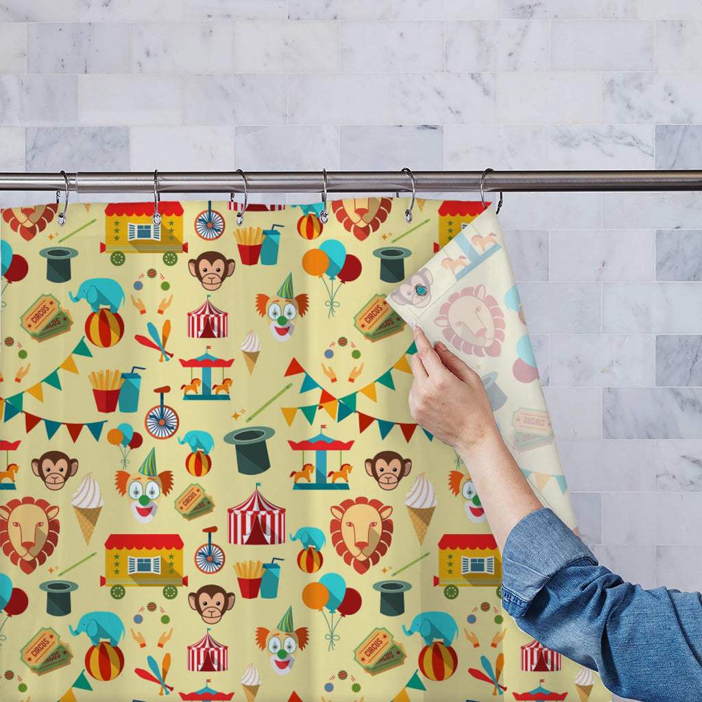 Circus Chapiteau Tent With Clown Washable Waterproof Shower Curtain-Shower Curtains-CUR_SH_EL-IC 5007897 IC 5007897, Ancient, Animals, Bikes, Books, Cuisine, Decorative, Entertainment, Flags, Food, Food and Beverage, Food and Drink, Historical, Illustrations, Medieval, Patterns, Signs, Signs and Symbols, Vintage, circus, chapiteau, tent, with, clown, washable, waterproof, shower, curtain, amusement, animal, background, ball, balloon, bicycle, bike, cannon, caravan, carnival, color, cover, design, elephant, 