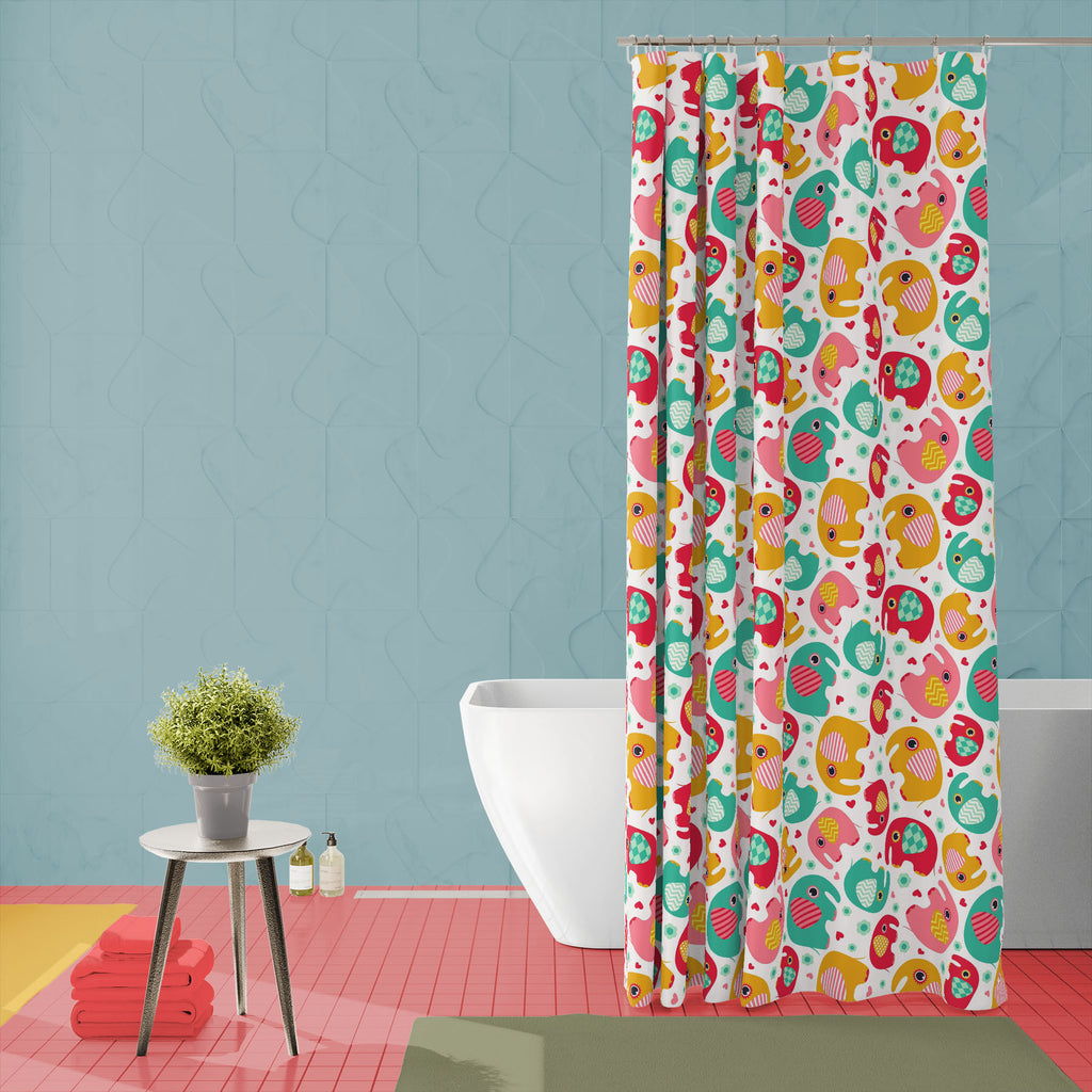 Elephant Cartoon Washable Waterproof Shower Curtain-Shower Curtains-CUR_SH_EL-IC 5007904 IC 5007904, African, Animals, Animated Cartoons, Art and Paintings, Baby, Botanical, Caricature, Cartoons, Chevron, Children, Digital, Digital Art, Drawing, Floral, Flowers, Geometric, Geometric Abstraction, Graphic, Illustrations, Kids, Nature, Patterns, Scenic, Signs, Signs and Symbols, Stripes, elephant, cartoon, washable, waterproof, shower, curtain, adorable, africa, animal, art, backdrop, background, childhood, ch
