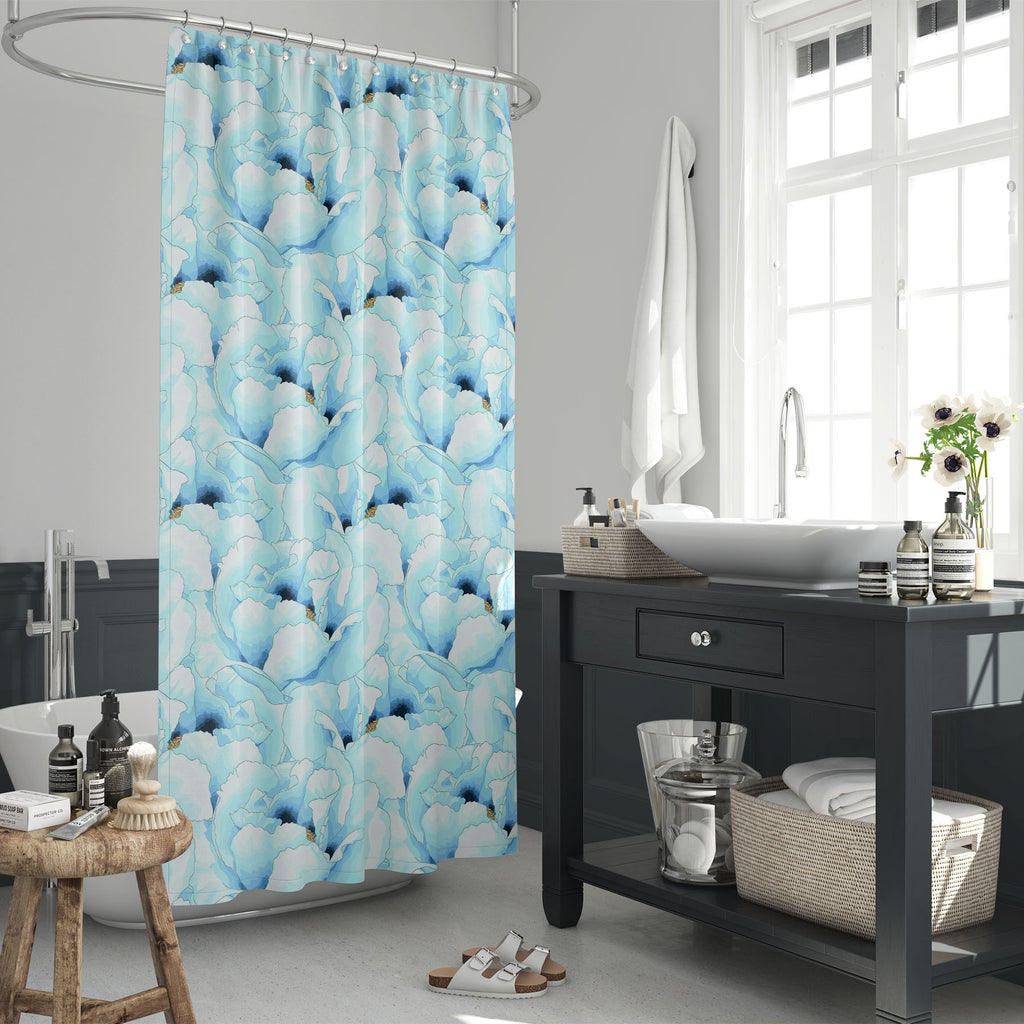 Blue Flowers D2 Washable Waterproof Shower Curtain-Shower Curtains-CUR_SH_EL-IC 5007907 IC 5007907, Abstract Expressionism, Abstracts, Ancient, Art and Paintings, Black and White, Botanical, Decorative, Digital, Digital Art, Drawing, Floral, Flowers, Graphic, Historical, Illustrations, Medieval, Nature, Patterns, Retro, Scenic, Semi Abstract, Signs, Signs and Symbols, Vintage, Watercolour, White, blue, d2, washable, waterproof, shower, curtain, abstract, art, background, beauty, bright, bud, color, colorful