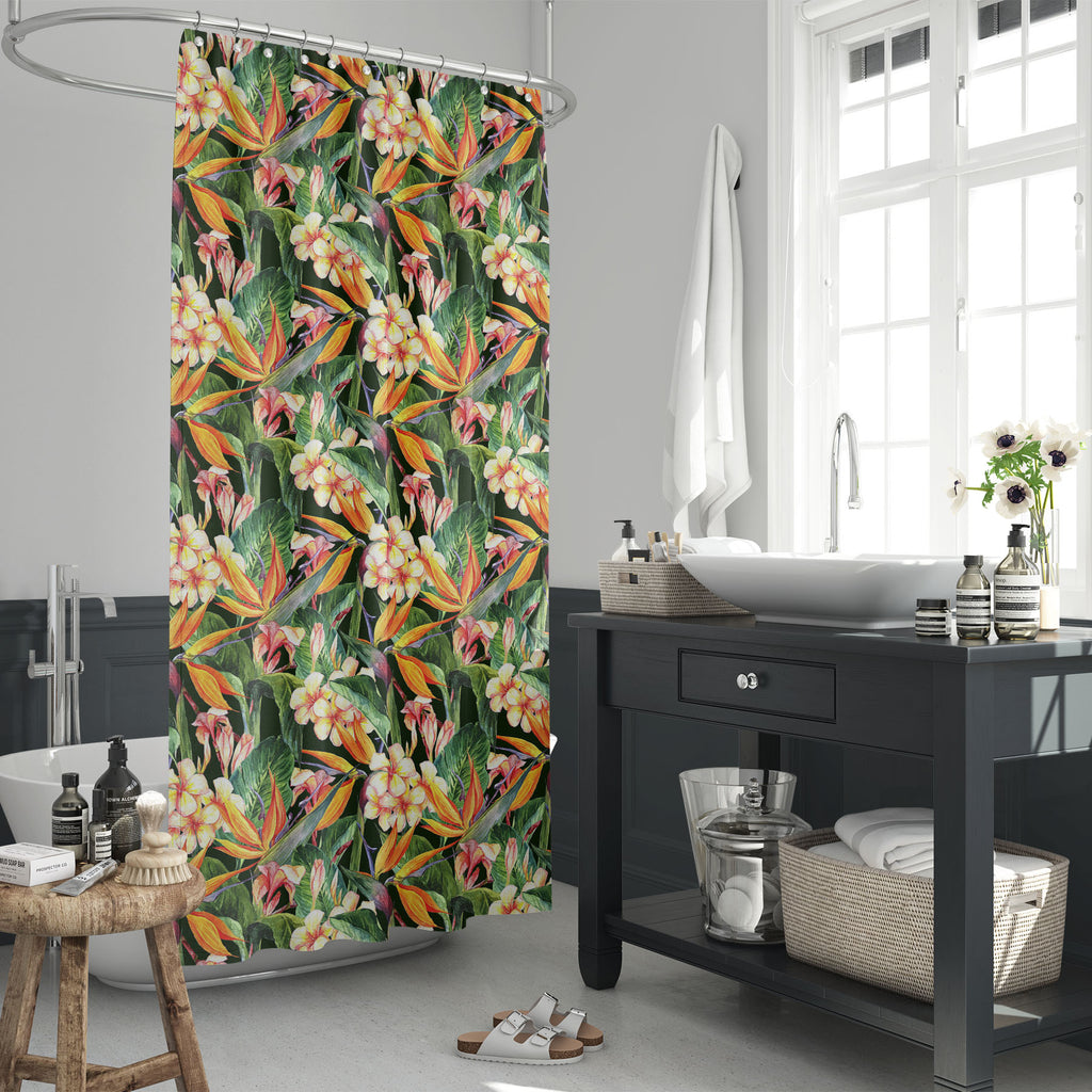 Tropical Pattern With Exotic Flowers D1 Washable Waterproof Shower Curtain-Shower Curtains-CUR_SH_EL-IC 5007927 IC 5007927, Ancient, Botanical, Floral, Flowers, Hawaiian, Historical, Medieval, Nature, Patterns, Tropical, Vintage, Watercolour, pattern, with, exotic, d1, washable, waterproof, shower, curtain, blossom, butterfly, flower, green, hawaii, hibiscus, leaf, natural, ornament, palm, petal, seamless, spring, summer, wallpaper, watercolor, yellow, artzfolio, shower curtain, bathroom curtain, eyelet sho