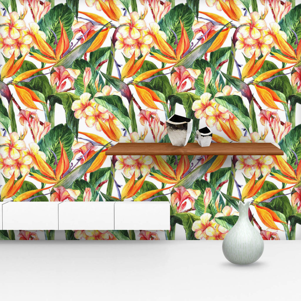 Tropical Pattern With Exotic Flowers D2 Wallpaper Roll-Wallpapers Peel & Stick-WAL_PA-IC 5007928 IC 5007928, Ancient, Botanical, Floral, Flowers, Hawaiian, Historical, Medieval, Nature, Patterns, Tropical, Vintage, Watercolour, pattern, with, exotic, d2, wallpaper, roll, blossom, butterfly, flower, green, hawaii, hibiscus, leaf, natural, ornament, palm, petal, seamless, spring, summer, watercolor, yellow, artzfolio, wallpapers for bedroom, wall papers full sheet for living room, wallpapers for home, pvc wal