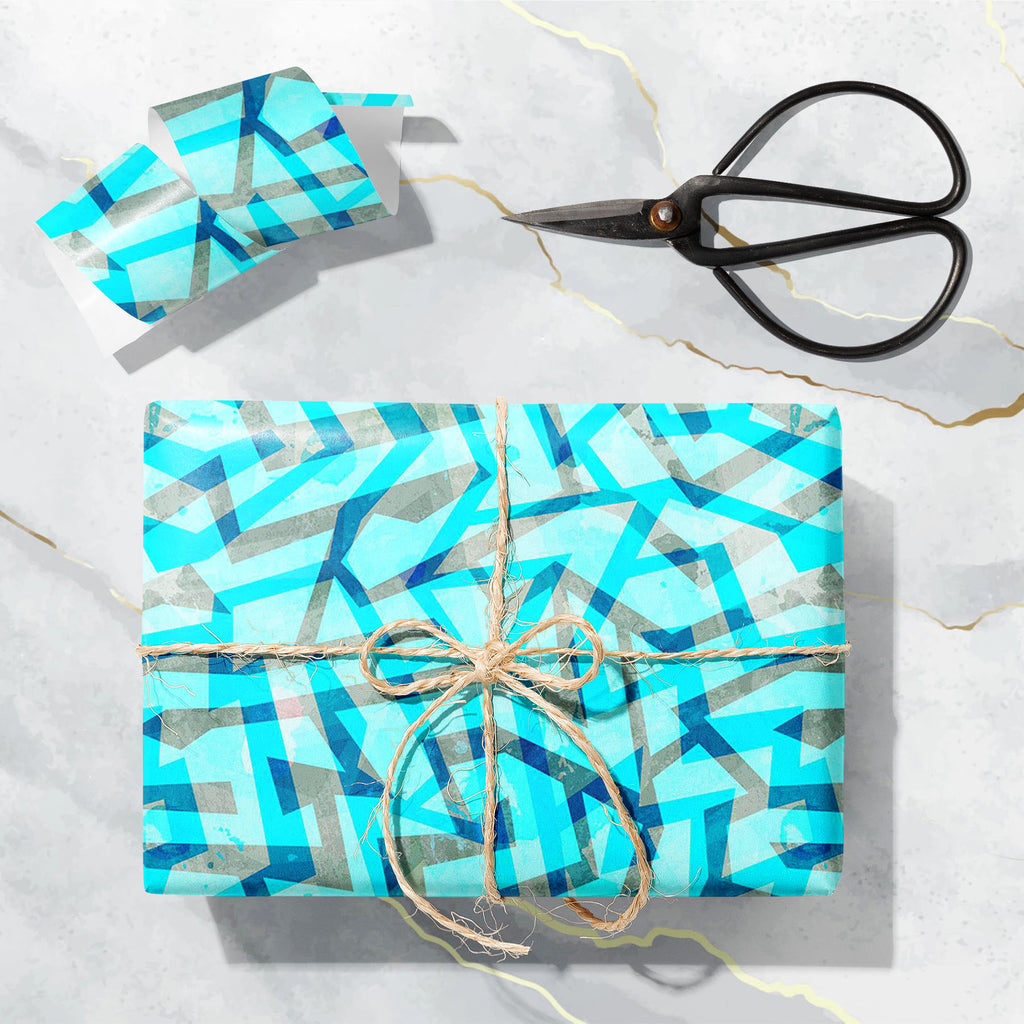 Abstract Grunge Blue Maze Art & Craft Gift Wrapping Paper - Wrapping Papers - ArtzFolio.com