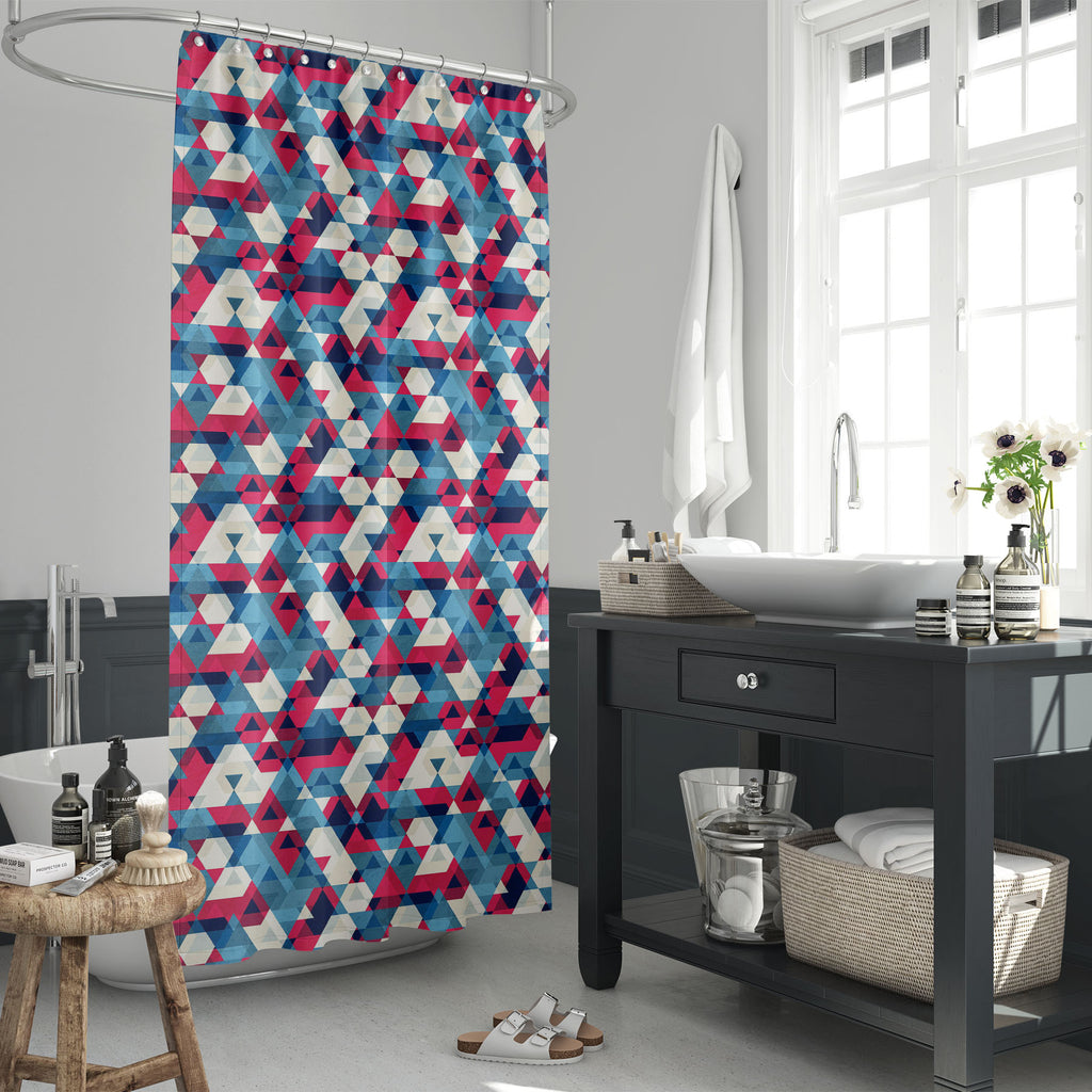 Vintage Triangle D3 Washable Waterproof Shower Curtain-Shower Curtains-CUR_SH_EL-IC 5007933 IC 5007933, Abstract Expressionism, Abstracts, Ancient, Art and Paintings, Cities, City Views, Diamond, Digital, Digital Art, Drawing, Fantasy, Fashion, Geometric, Geometric Abstraction, Graphic, Grid Art, Historical, Illustrations, Medieval, Modern Art, Patterns, Retro, Semi Abstract, Signs, Signs and Symbols, Triangles, Vintage, triangle, d3, washable, waterproof, shower, curtain, pattern, abstract, seamless, textu